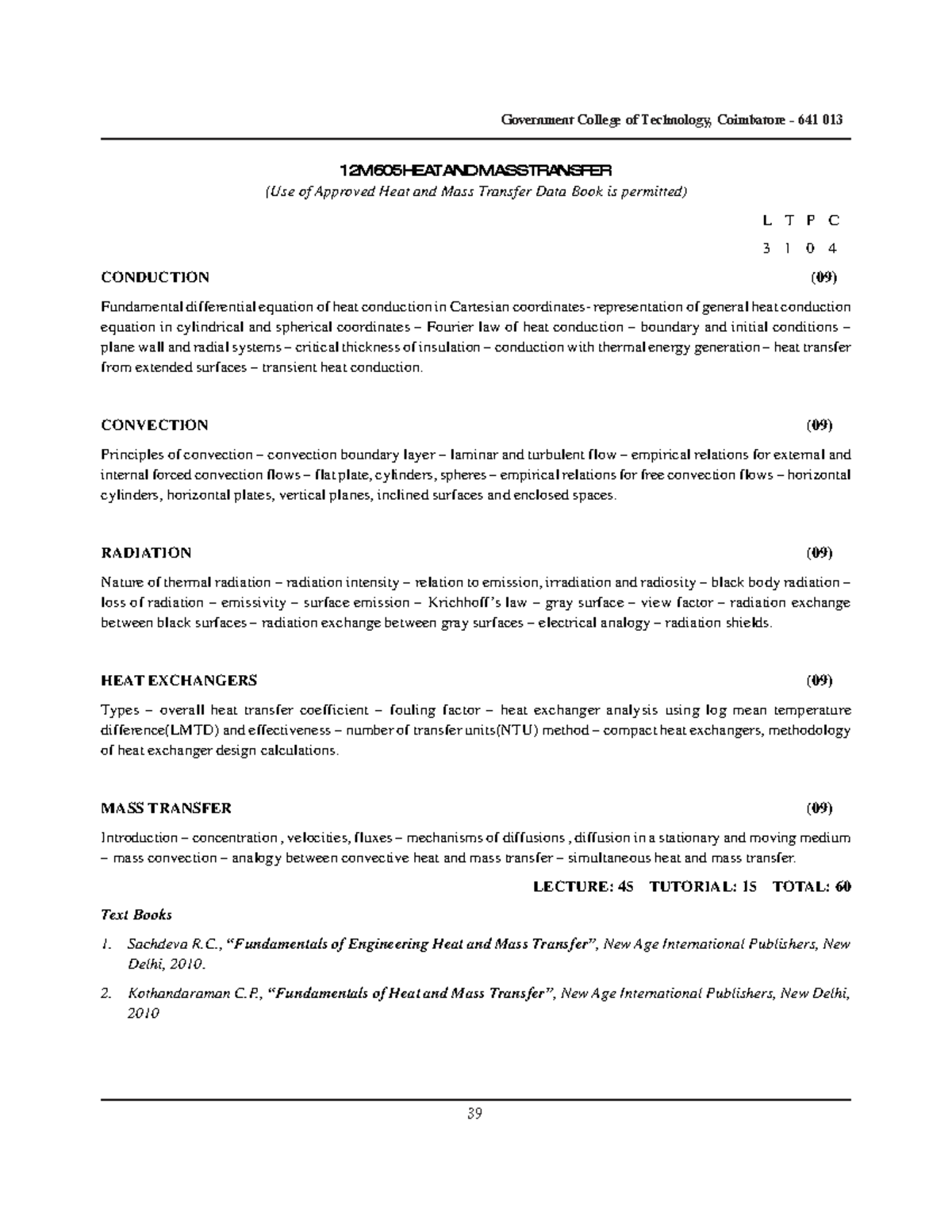 HMT 12M605 Lecture Notes: Heat and Mass Transfer Concepts - Studocu