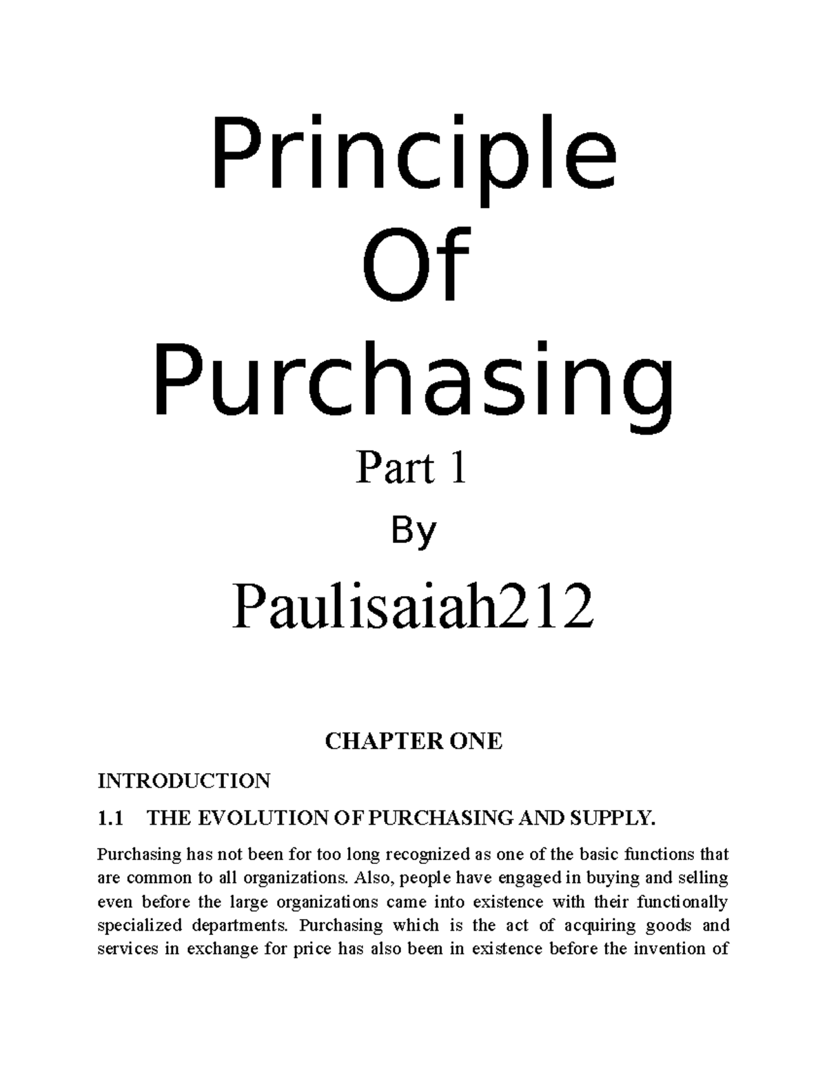 Principles of Purchasing: Key Insights for Effective Management - Studocu