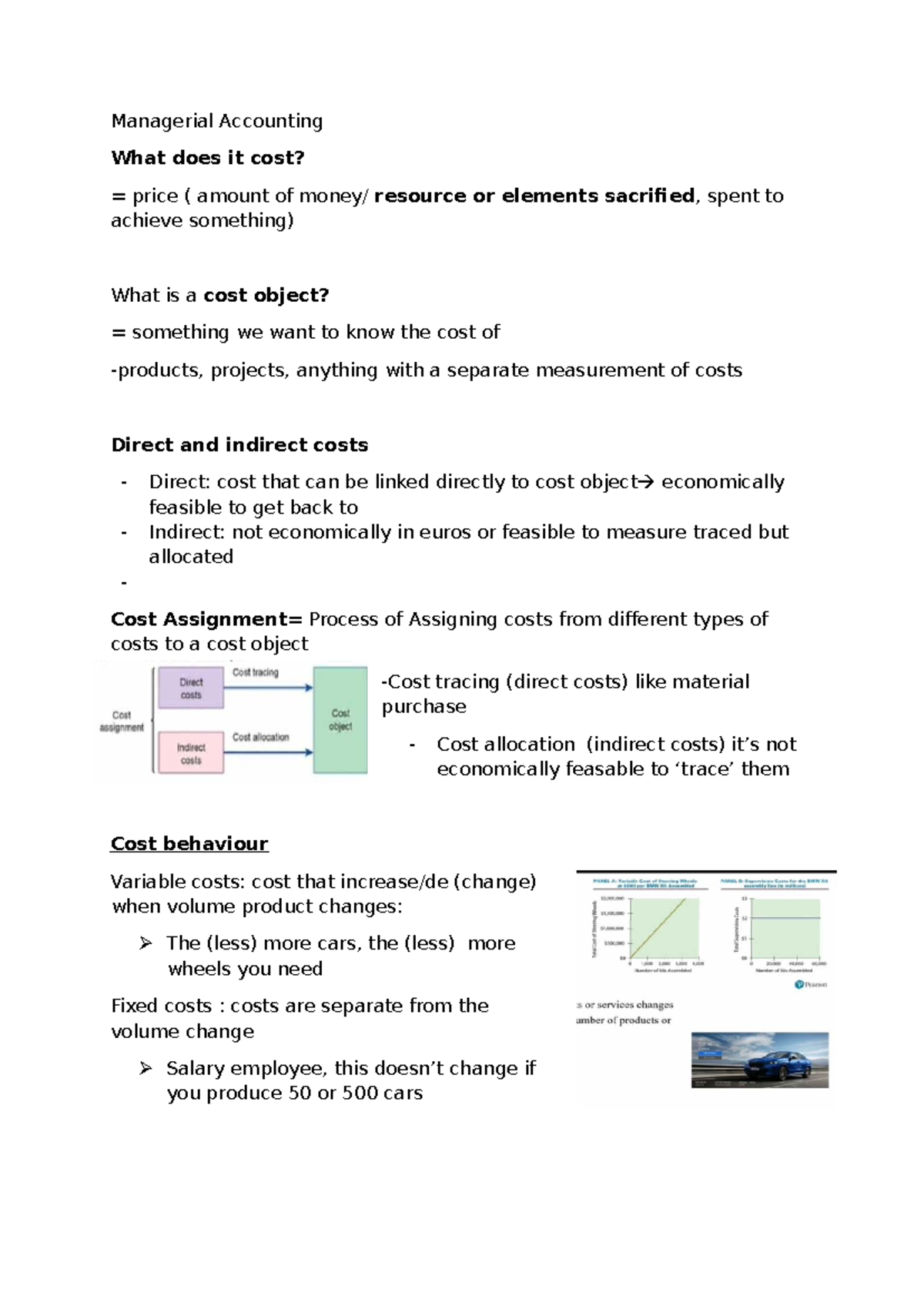 Managerial Accounting: Understanding Costs and Cost Objects - Studeersnel