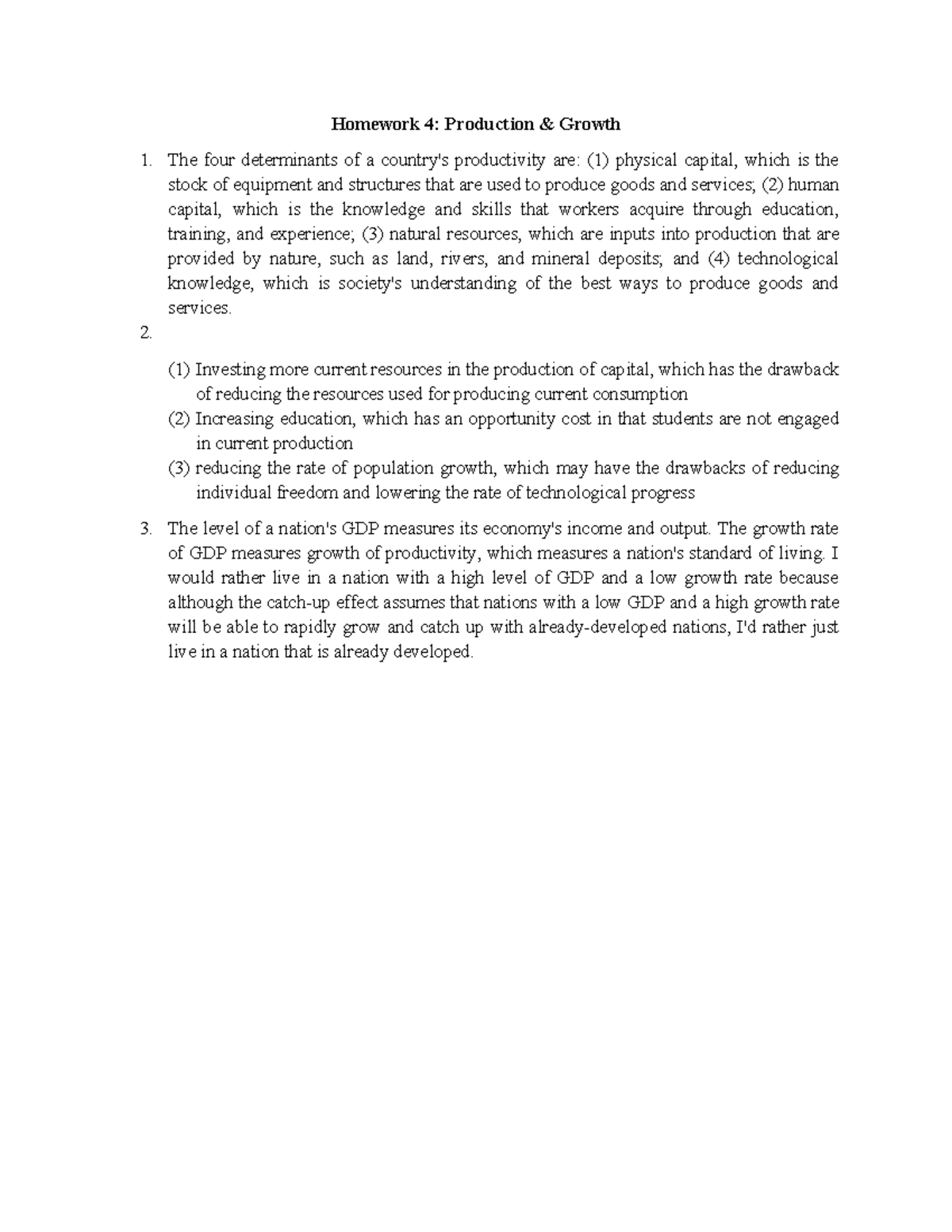 Homework 4: Analysis of Production & Growth Factors - Studocu
