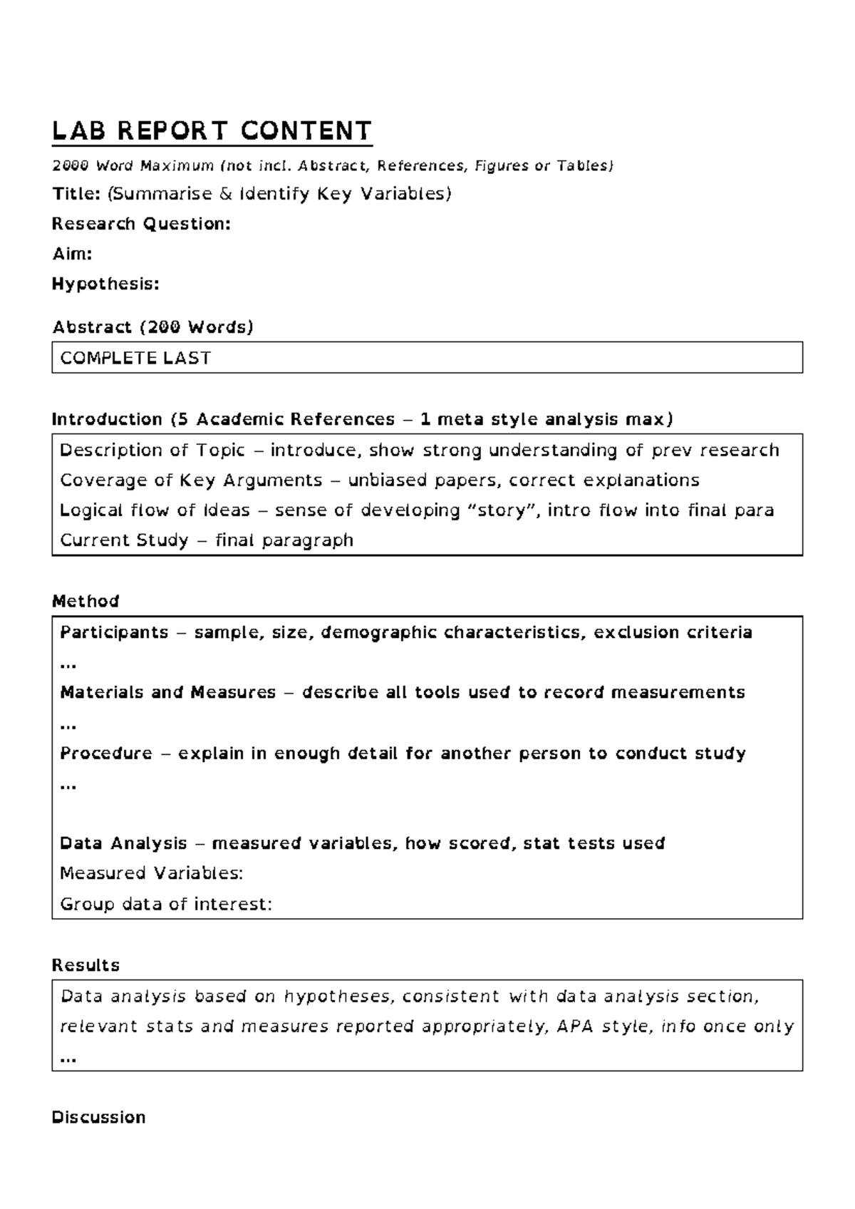 LAB REPORT TEMPLATE: Key Variables & Research Methodology - Studocu