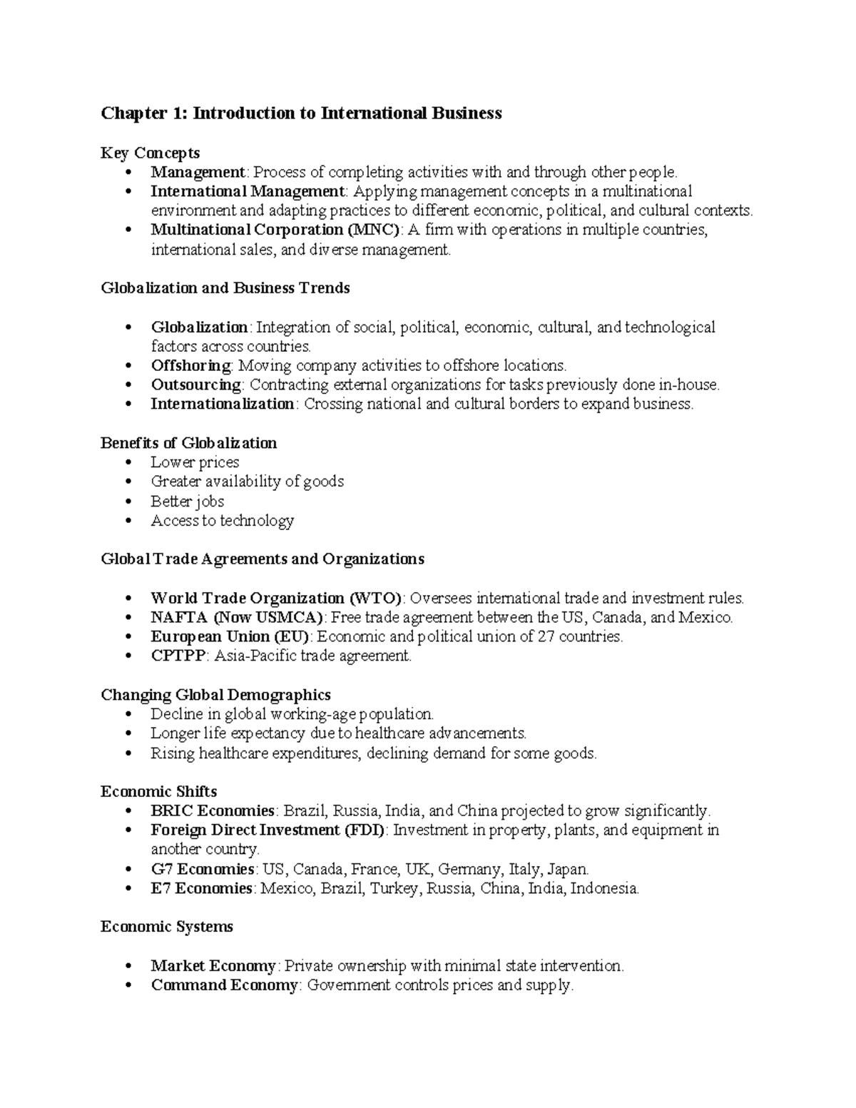 Globalization and International Business: Key Concepts and Trends ...