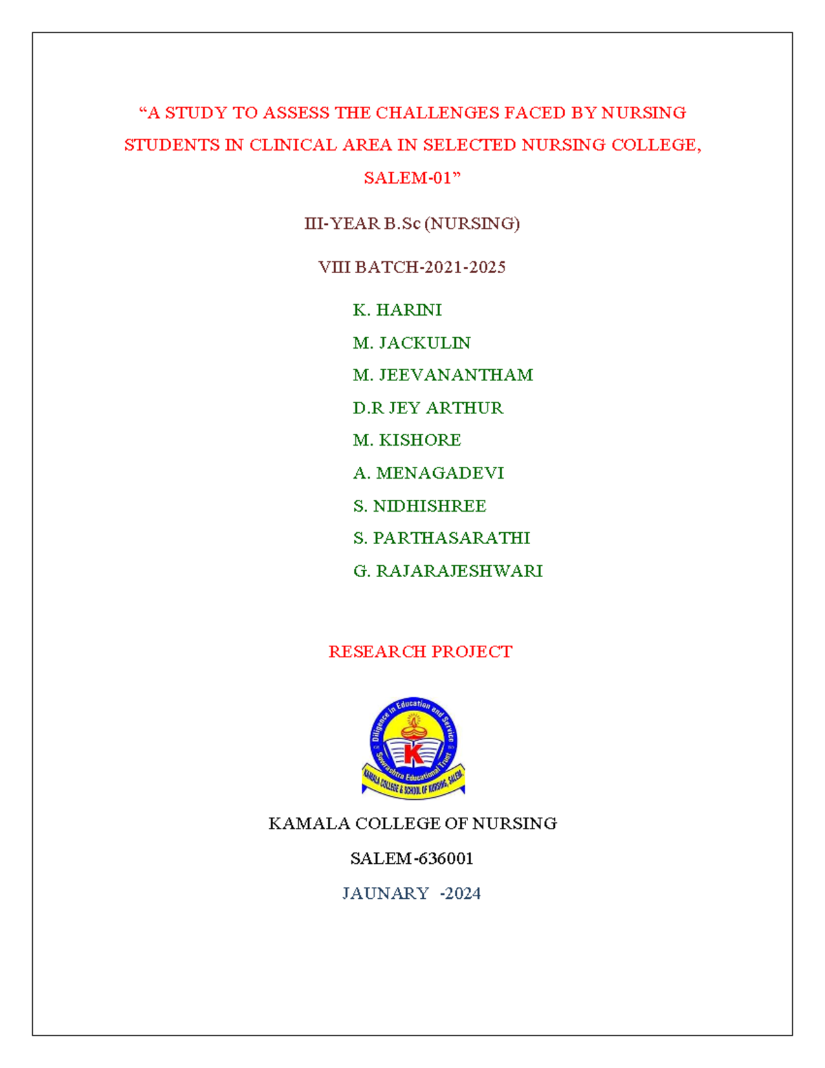 Assessment of Challenges Faced by Nursing Students in Clinical Practice ...