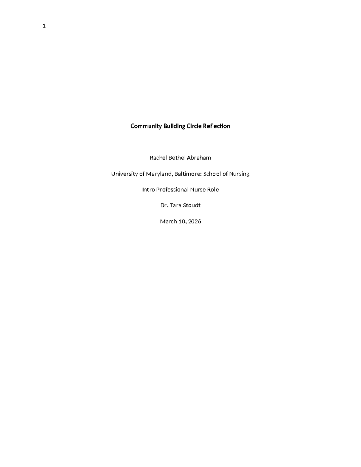 Community Building Circle Reflection RBA: Insights on Support in ...