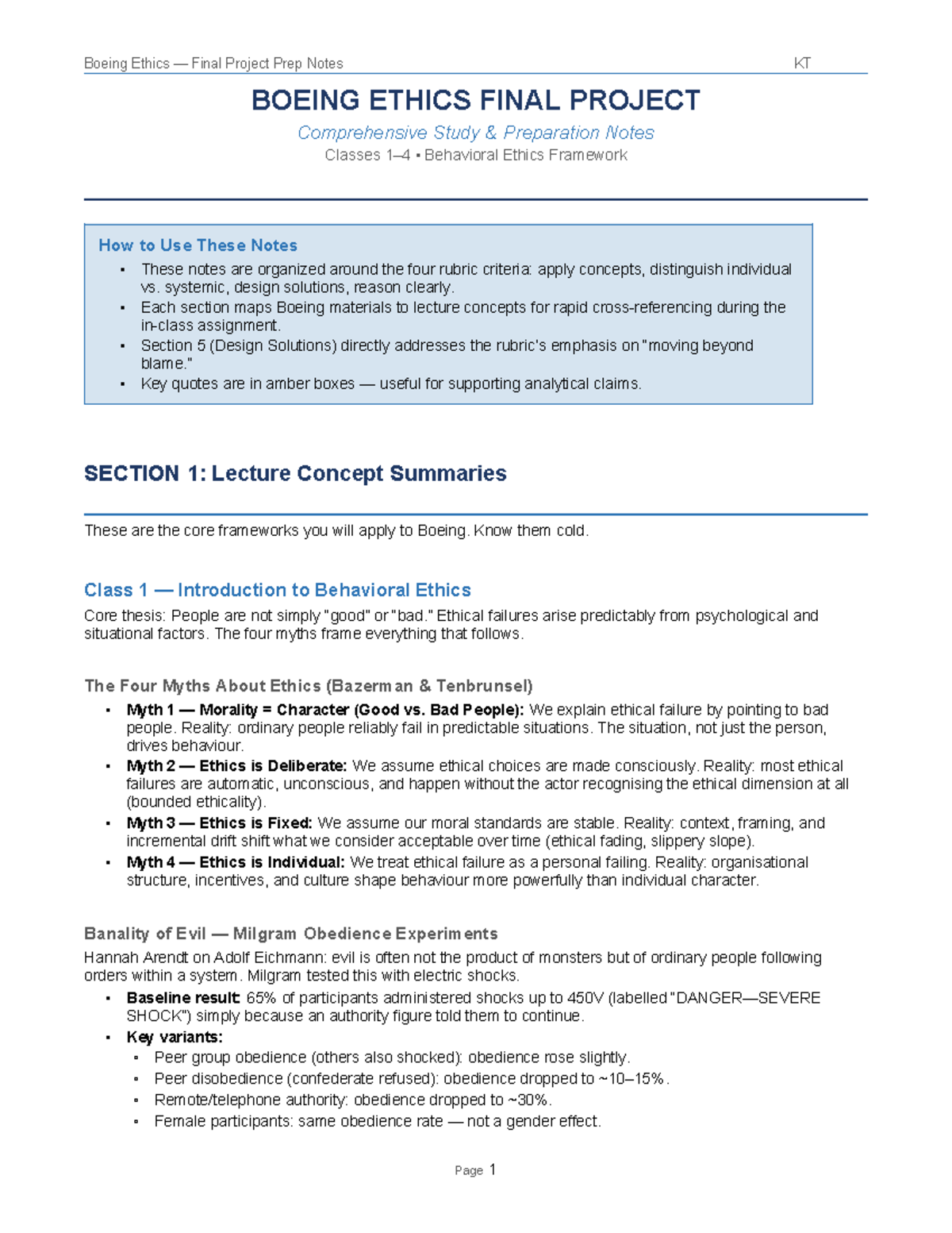Boeing Ethics Final Project Prep Notes KT: Comprehensive Study Guide ...