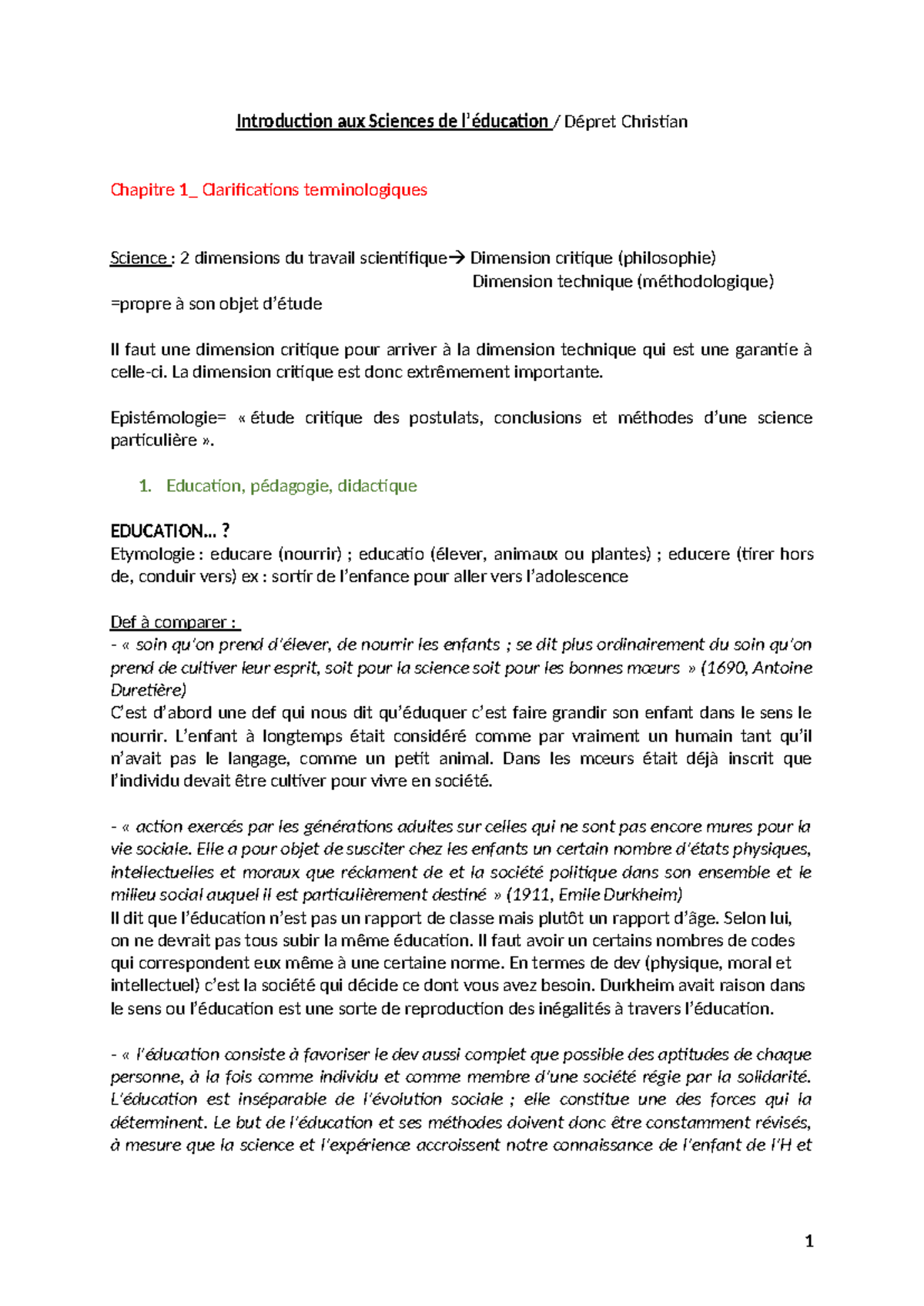 Chapitre 1 : Introduction aux Sciences de l'Éducation - Développement ...