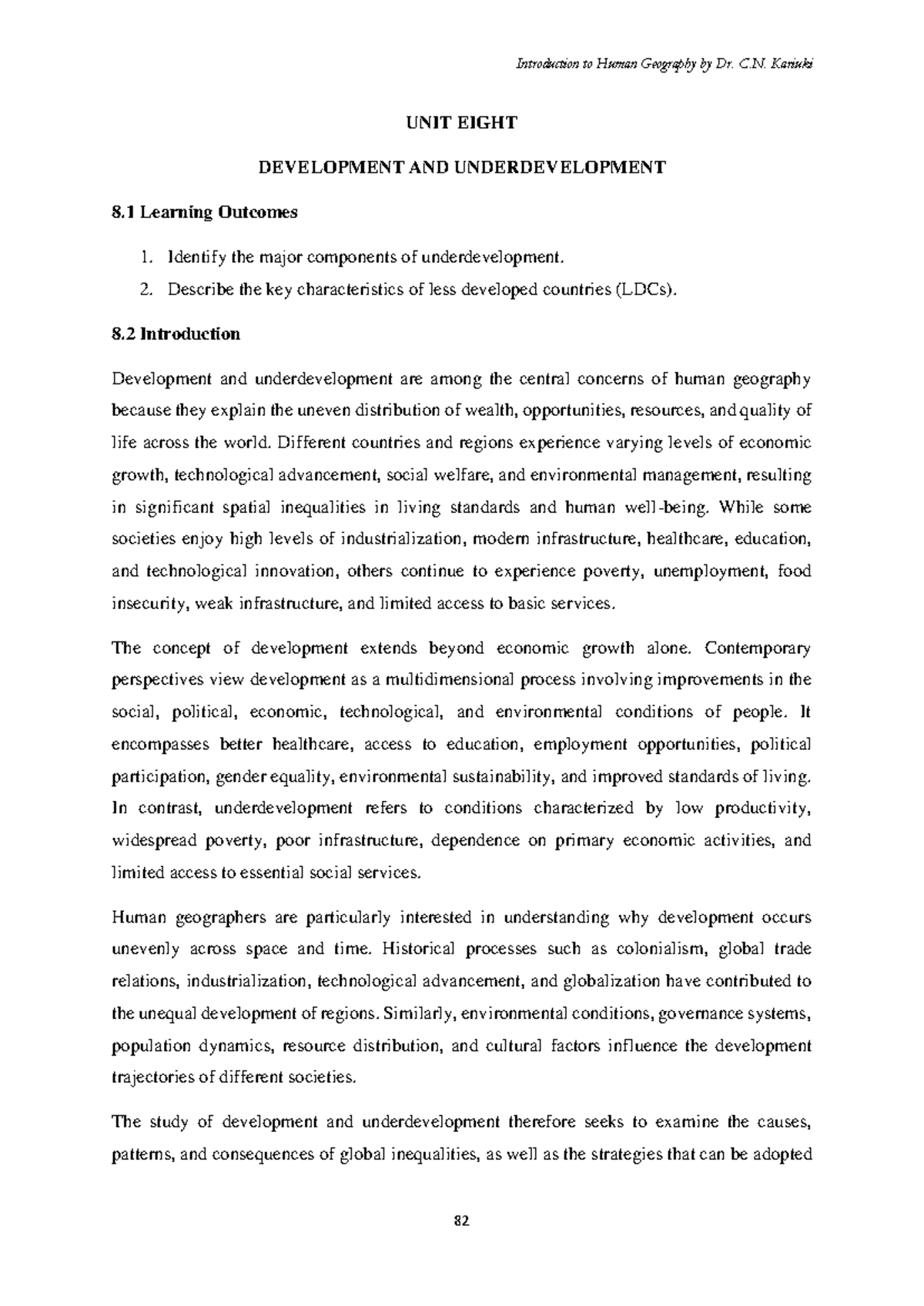 Introduction to Human Geography: Unit 8 - Development ...