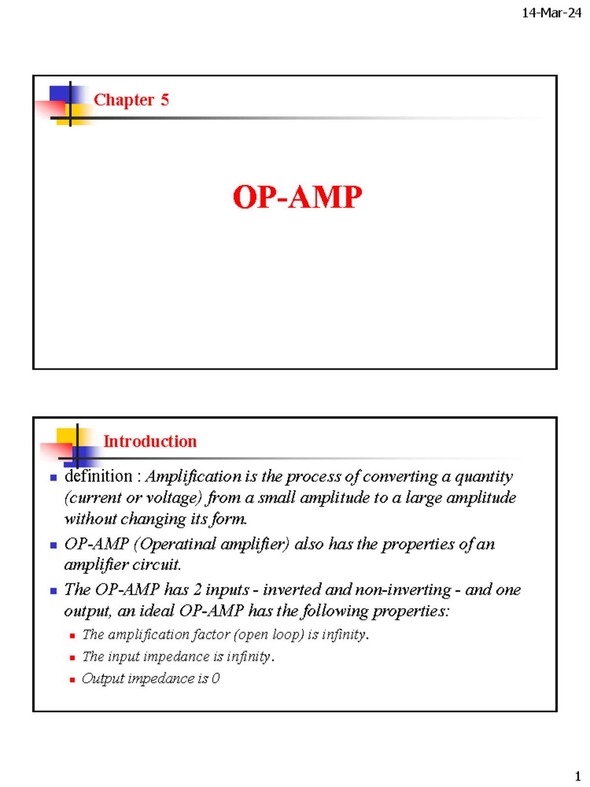 Chapter 5 - Operational Amplifiers Overview and Applications - Studocu