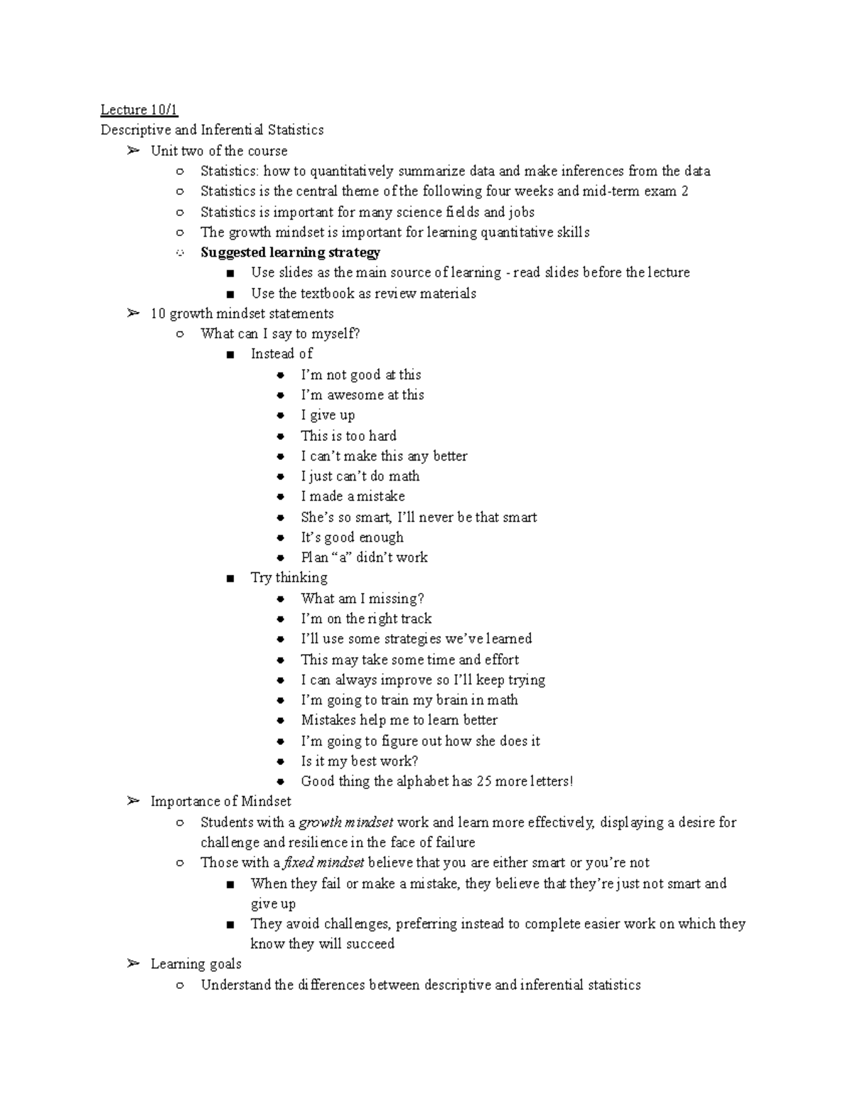 Research Methods I Exam 2 Notes - Lecture 10/ Descriptive and ...