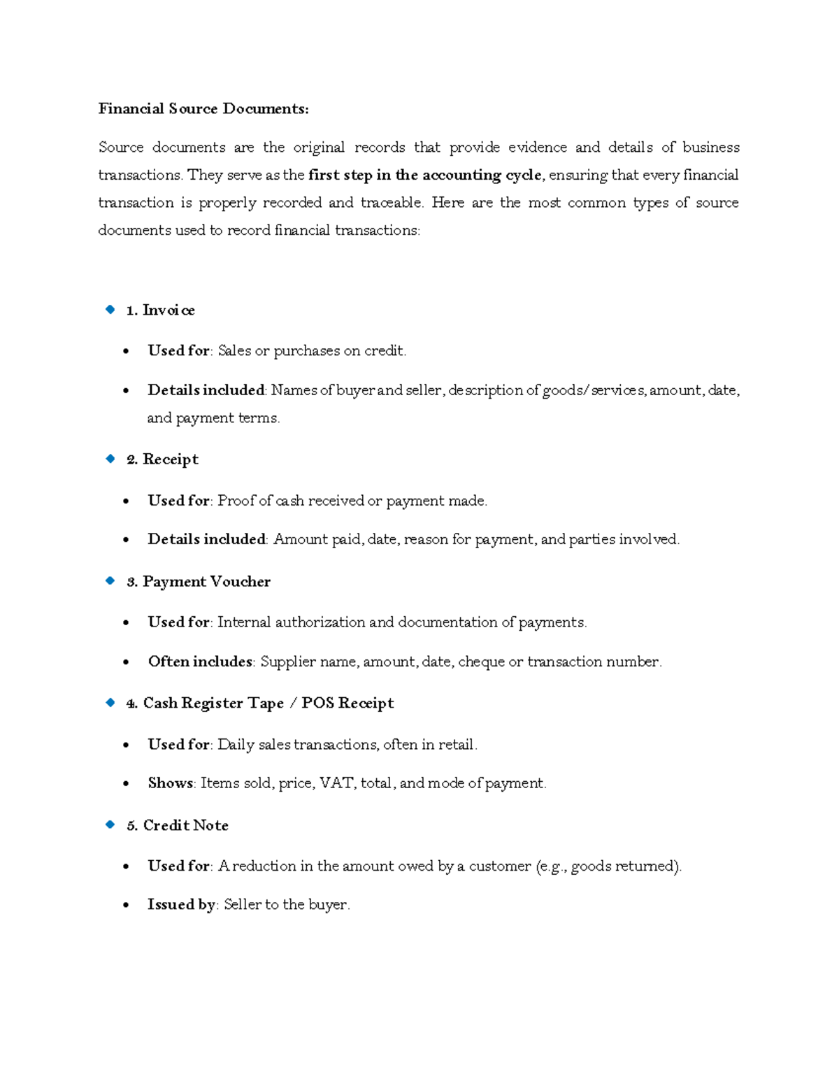 Financial Accounting Source Docs: Types & Importance - Studocu