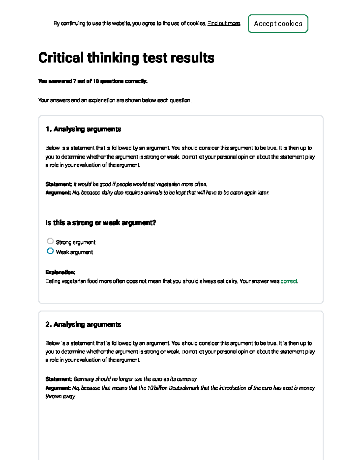 Free report of Critical Thinking test - 123test - Critical thinking ...