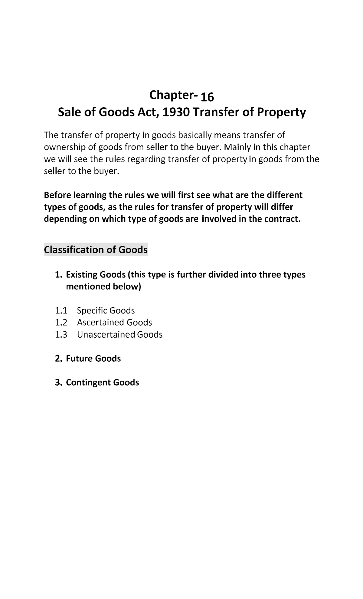 Transfer of Property in Goods: Key Rules and Types of Goods - Studocu