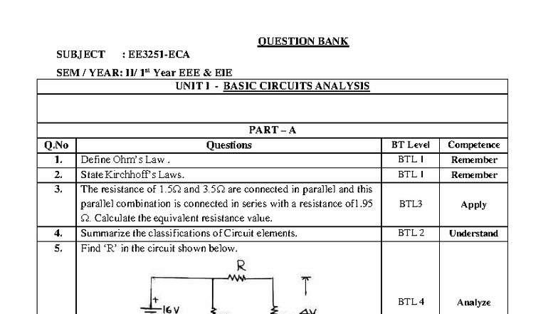 EE3251-ECA Electric Circuit Analysis - Important Question Bank - Studocu