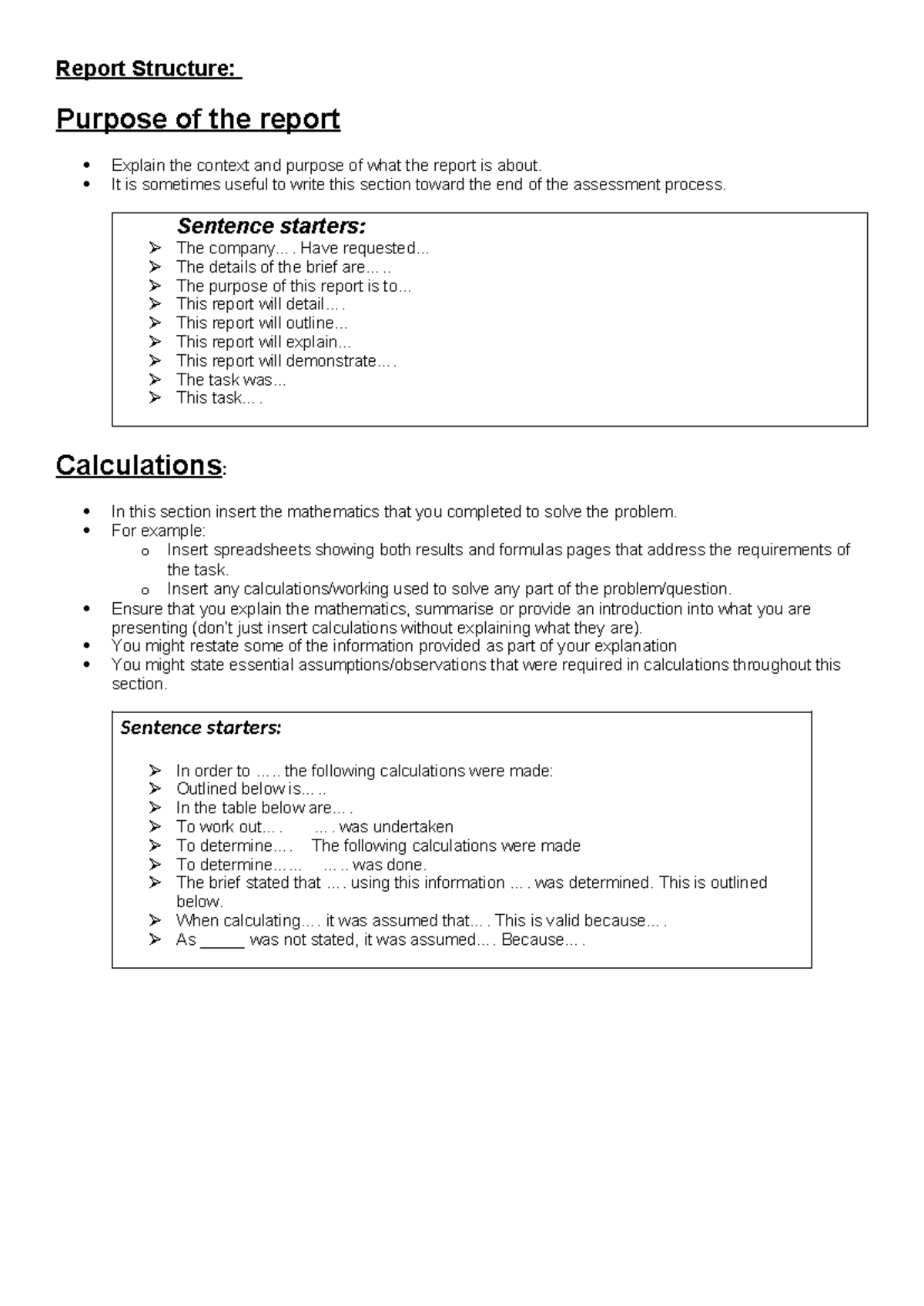 Maths Y11 Report: Understanding Report Structure and Calculations - Studocu