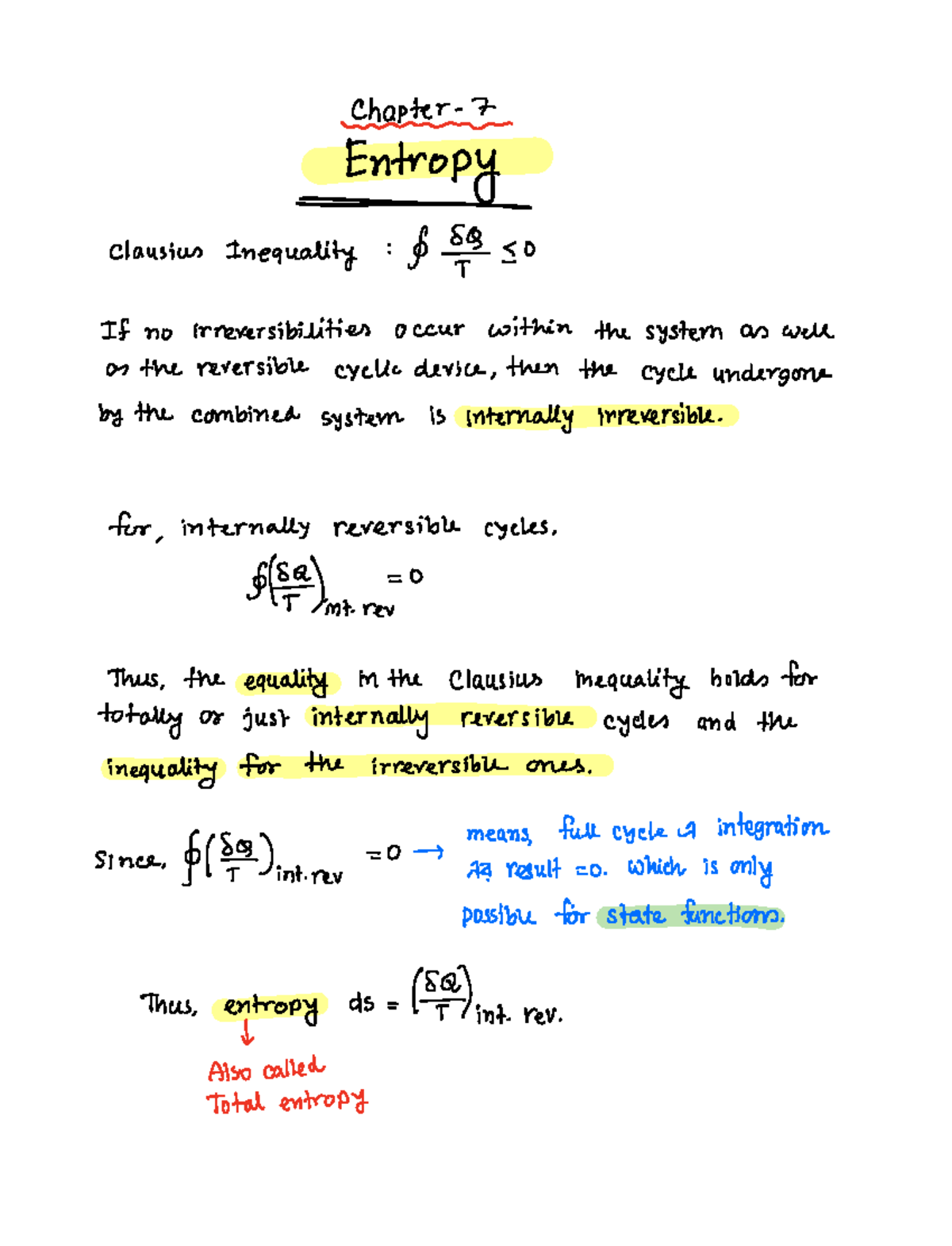 Chapter 7 - Entropy in Thermodynamics: Lecture Notes on Irreversibility ...