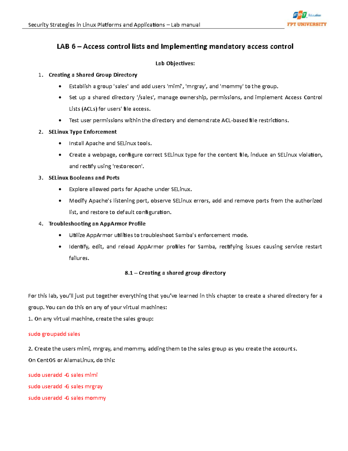 LAB 6: Access Control Lists & SELinux Management in Linux Security ...