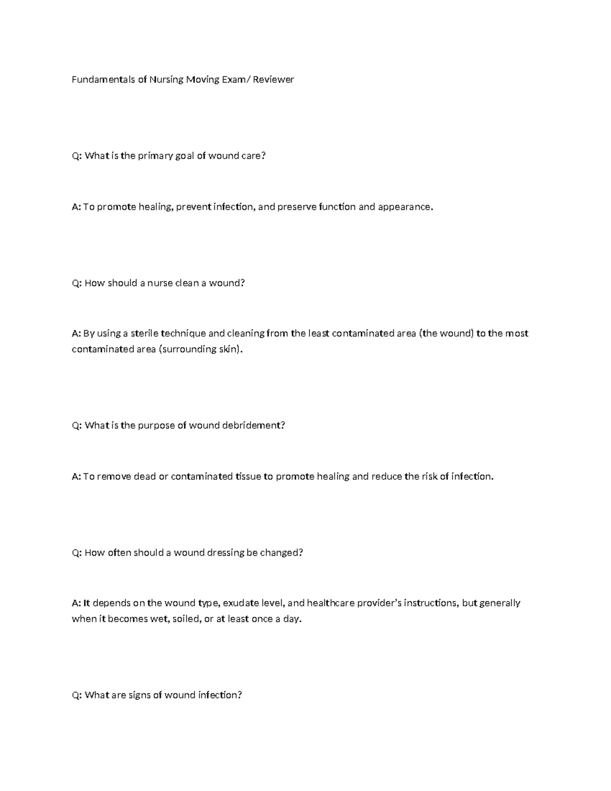 NURS 101 - Comprehensive Exam Reviewer for Nursing Fundamentals - Studocu