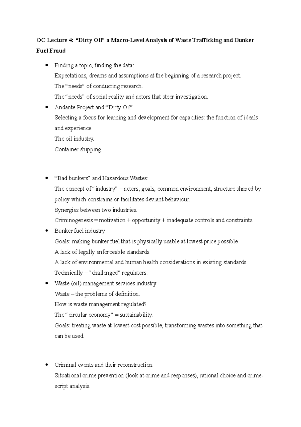OC Lecture 4: Analyzing 