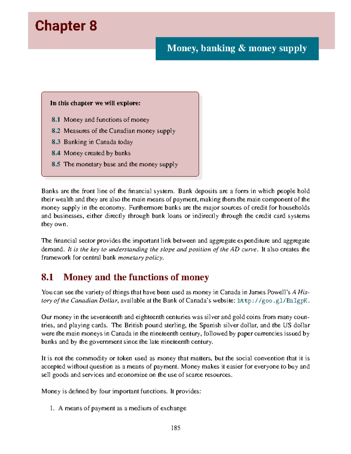 Chapter 8: Exploring Money, Banking, and Money Supply in Canada - Studocu