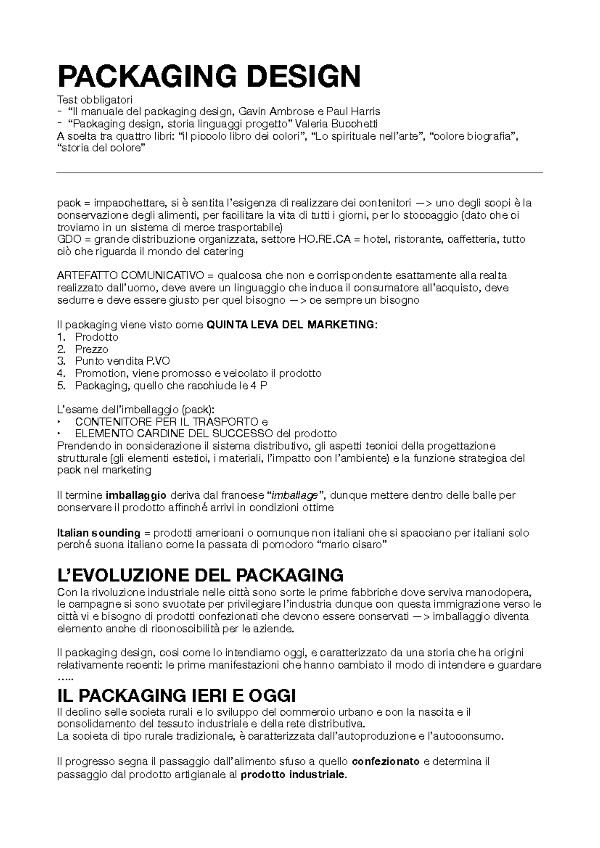 PACKAGING DESIGN: Prime 3 Lezioni e Fondamenti del Settore - Studocu