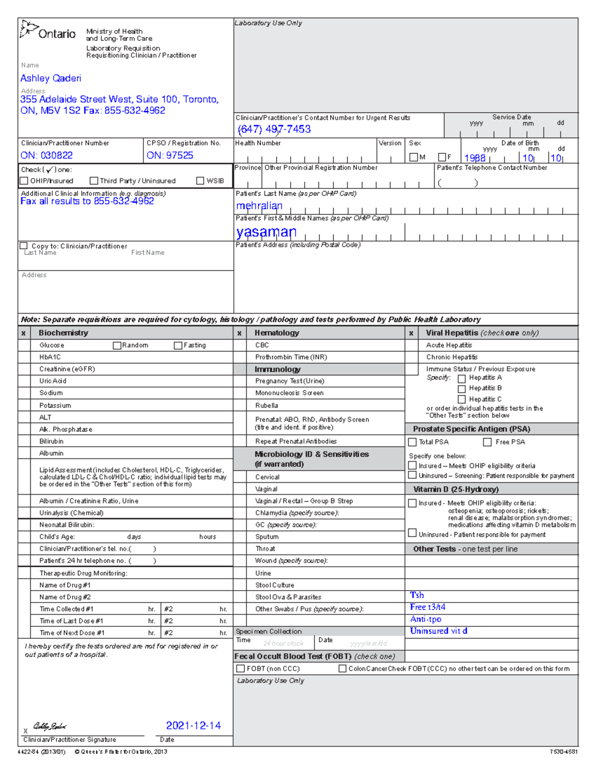 Laboratory Requisition for Specimen Collection and Testing - Studocu