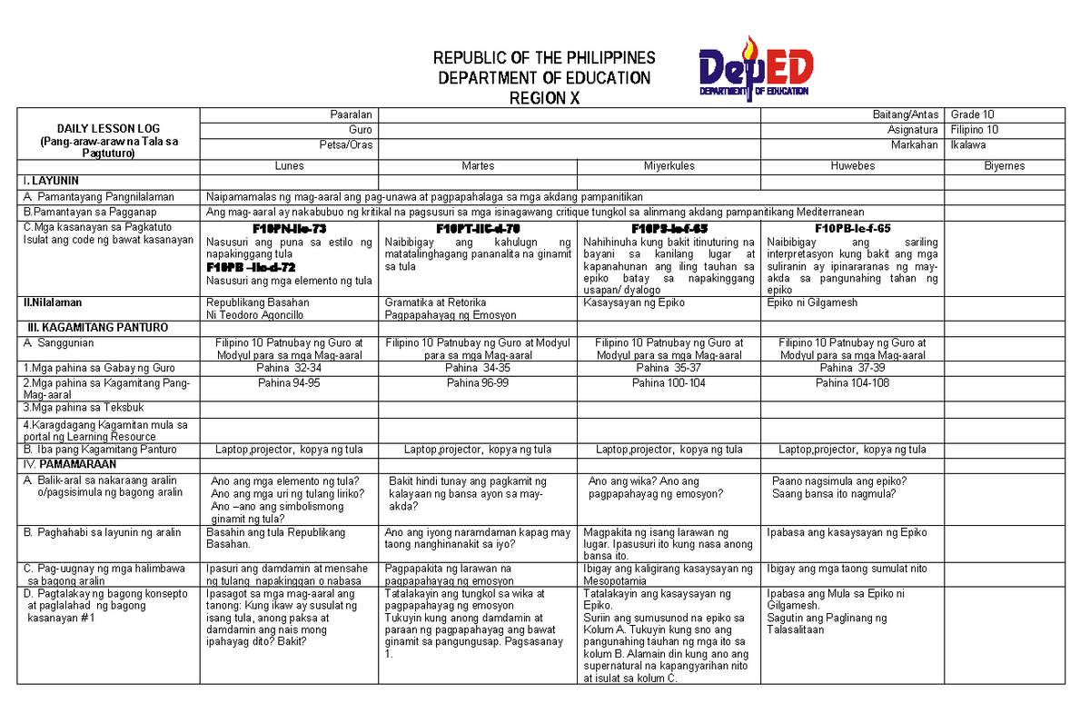 Daily Lesson Plan Deped Format Filipino Pdf - Infoupdate.org
