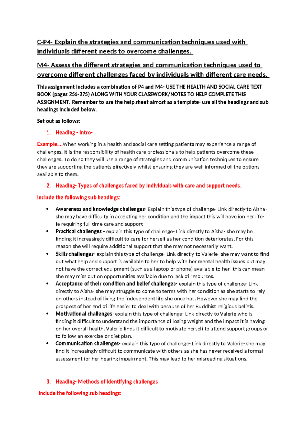 P4 and M4 help sheet - Good - C-P4- Explain the strategies and ...