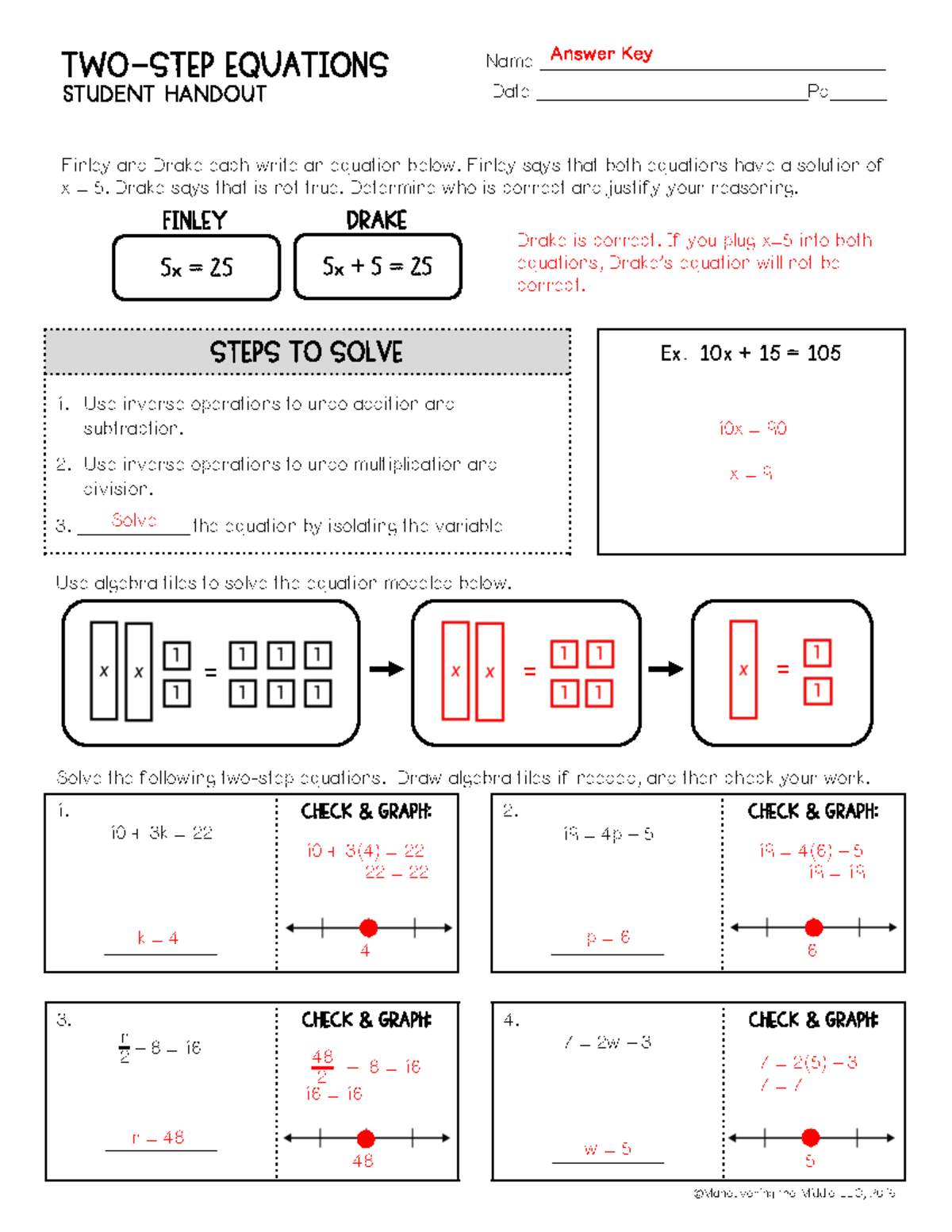 Two-Step Equations Practice Worksheet (Course Code: 46958652 ...
