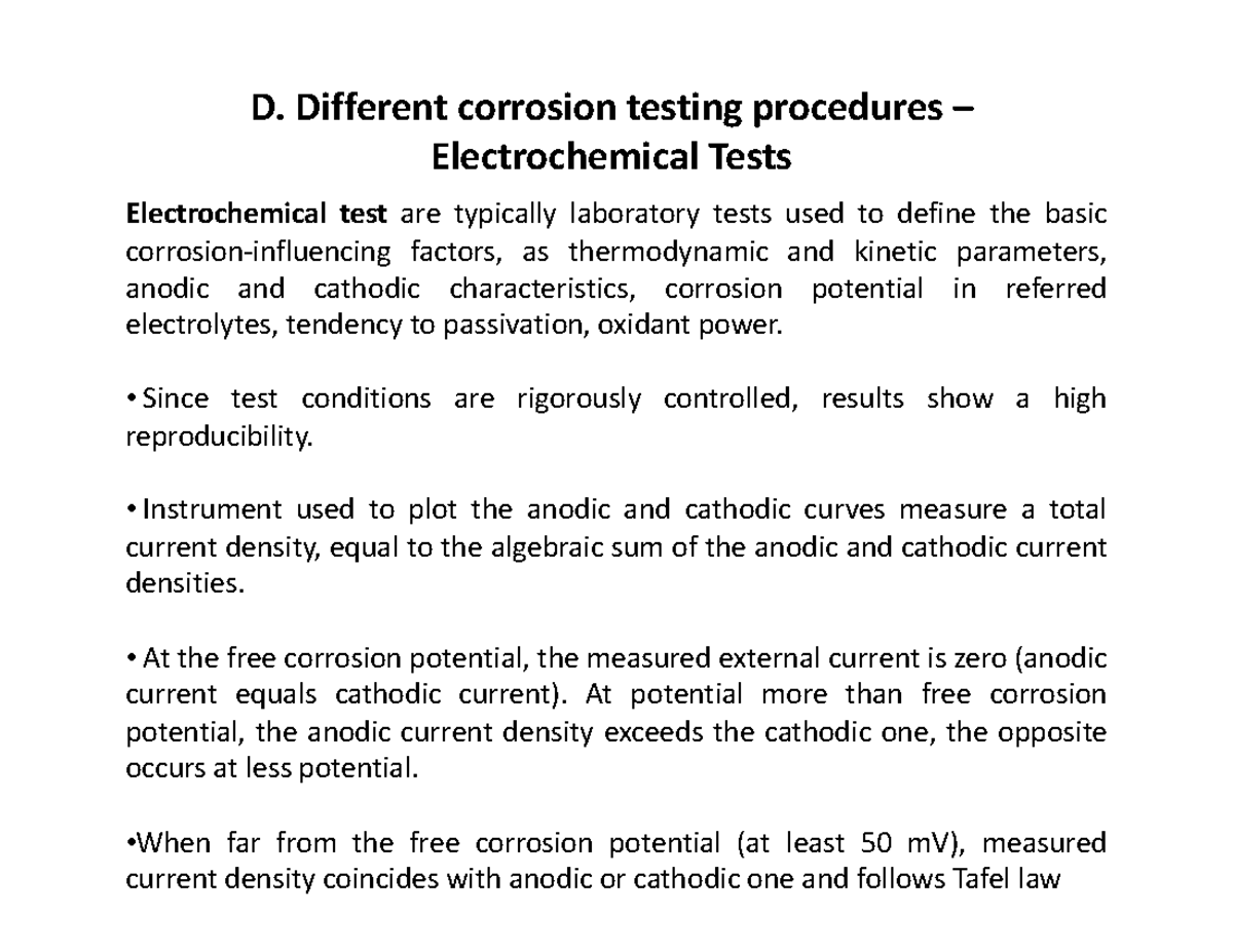 Lecture on Corrosion Testing Procedures - PKP - Part 2b - 51 - Studocu