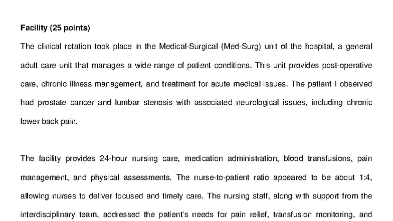 Med Surg Reflective Summary: Clinical Rotation Insights - Studocu