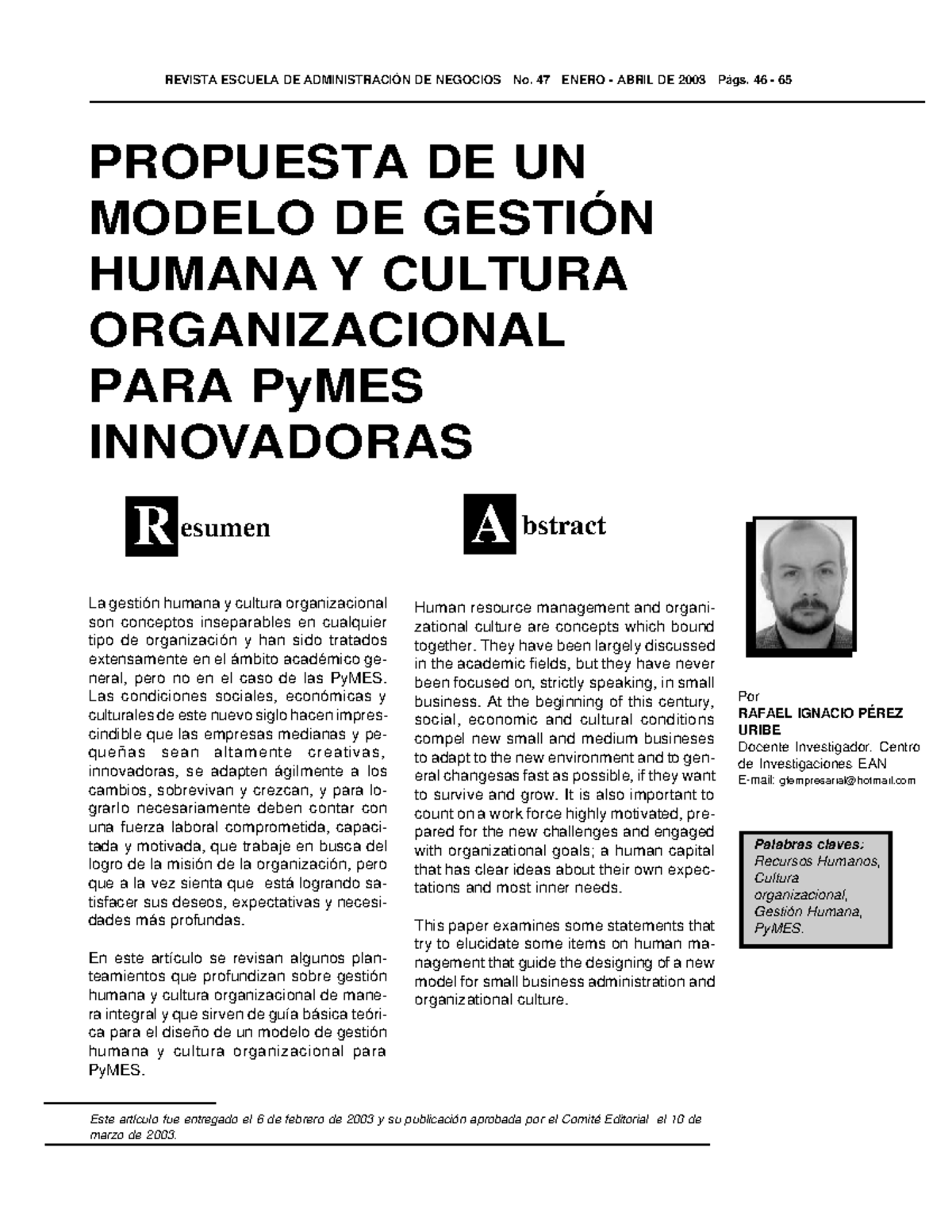 Modelo de Gestión Humana y Cultura Organizacional para PyMES - Studocu