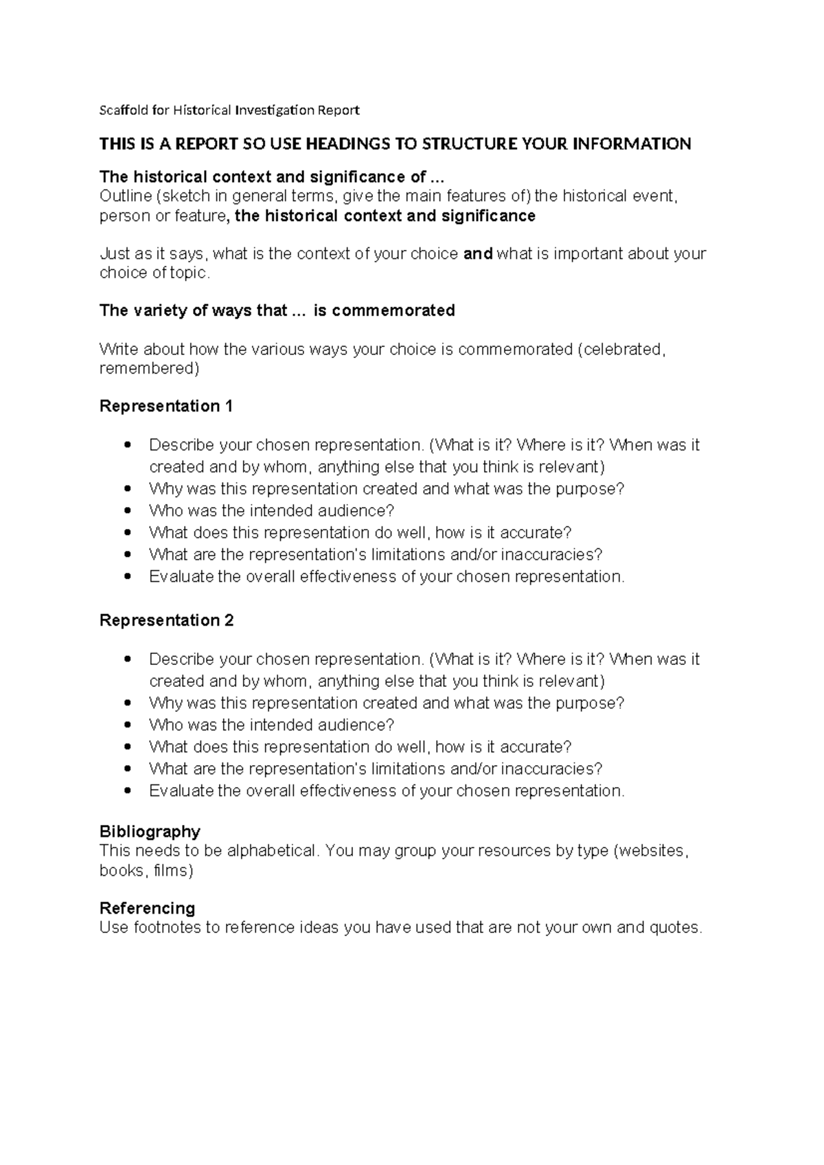 HIST 202: Scaffold for Historical Investigation Report - Studocu