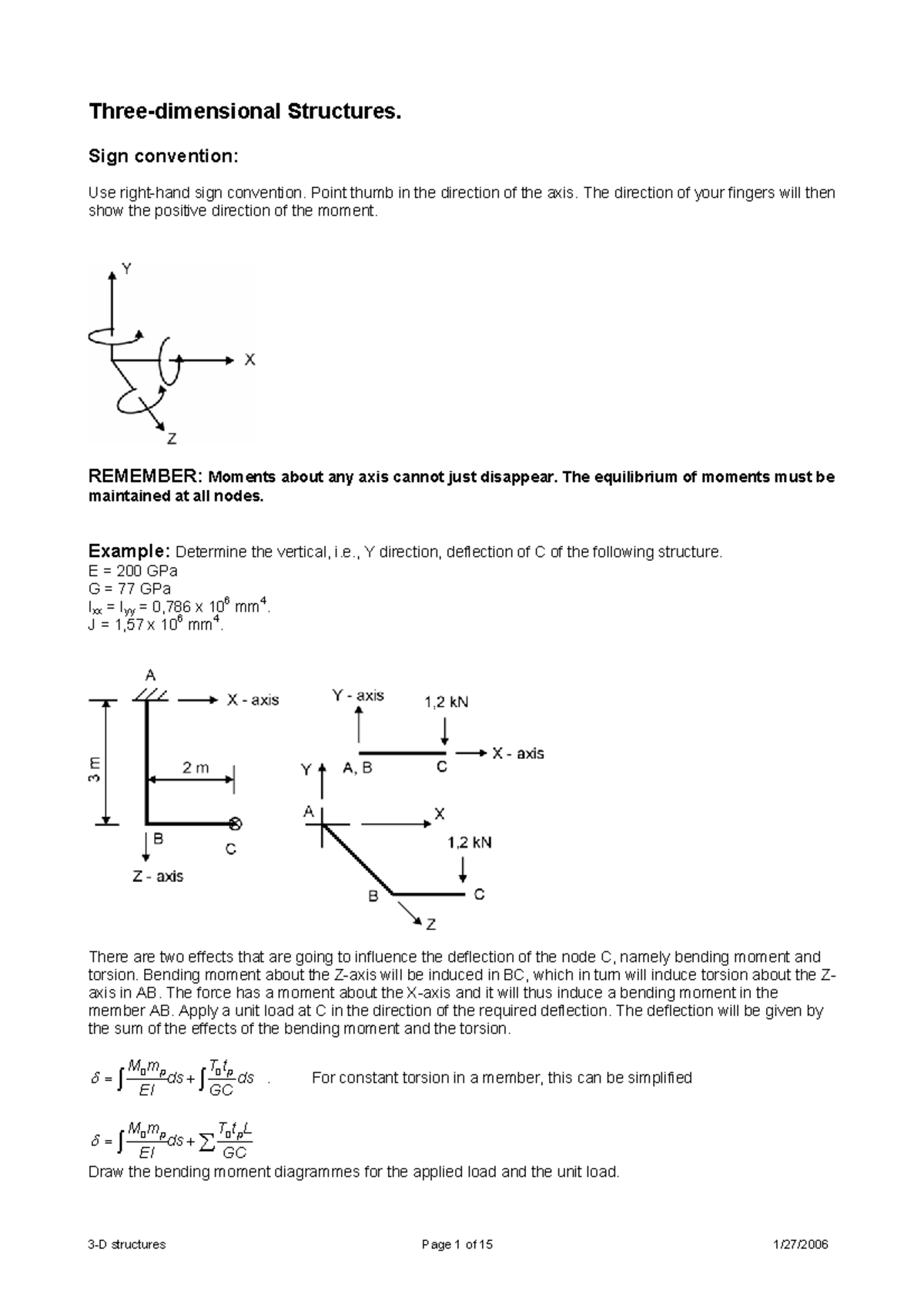 3D Structures: Sign Convention and Moment Analysis (ENG 101) - Studocu