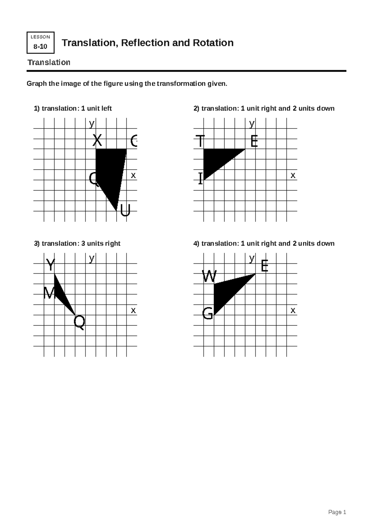 LESSON: Transformations - Translation, Reflection, and Rotation - Studocu