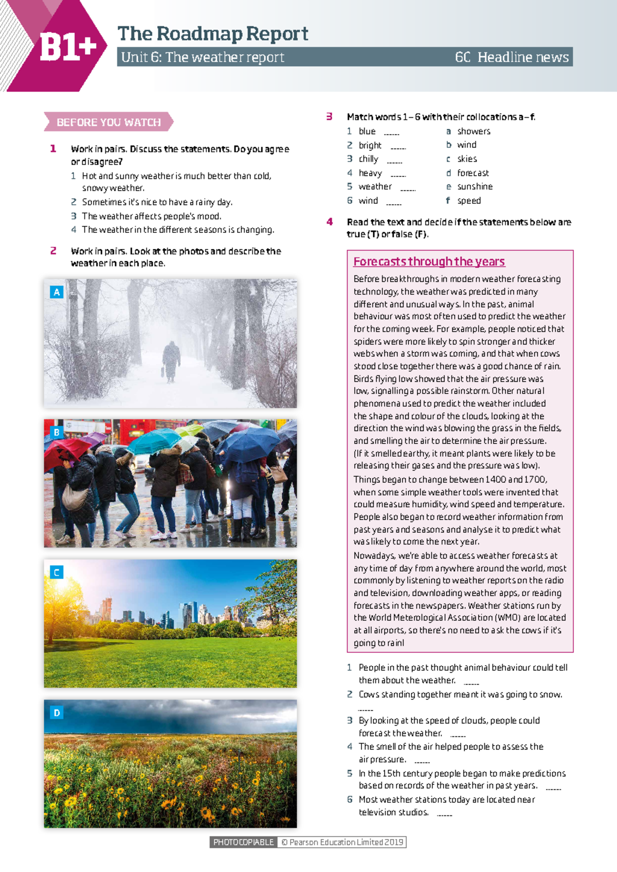 Roadmap Report B1+ Worksheet Unit - The Roadmap Report Unit 1: The personal trainer 1C A new ...