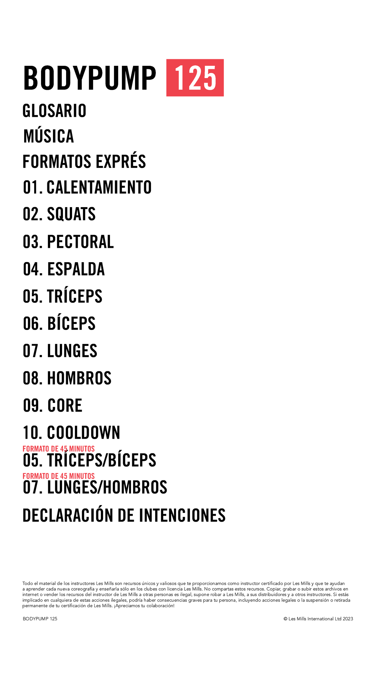 Bodypump 125 ( Bodypump 125Choreography Notes row es app print - Todo ...