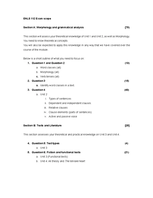 NWU ENLS 112 Module Overview and Guidelines for 2021 Final Exam - Studocu