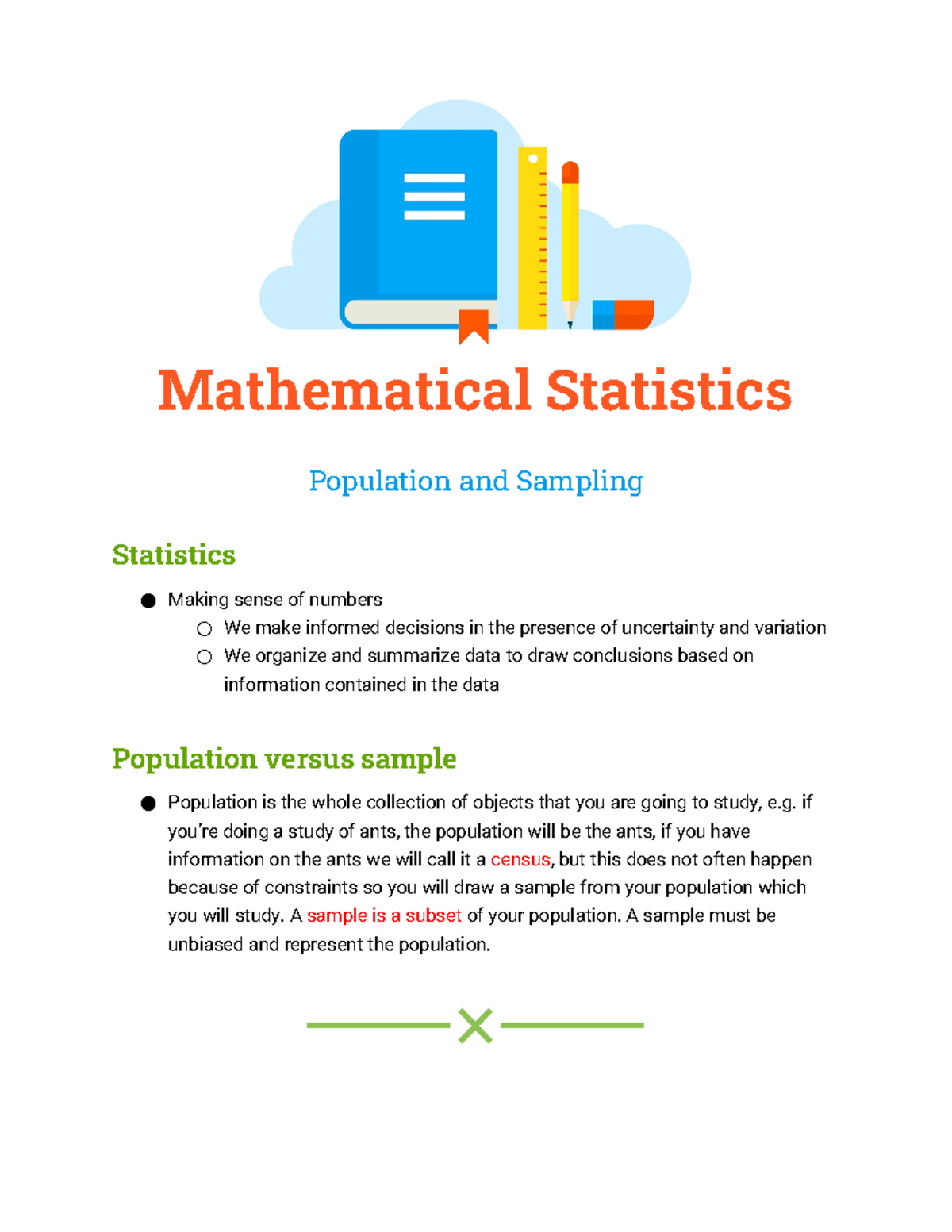Population and sampling (1 - Mathematical Statistics Population and ...