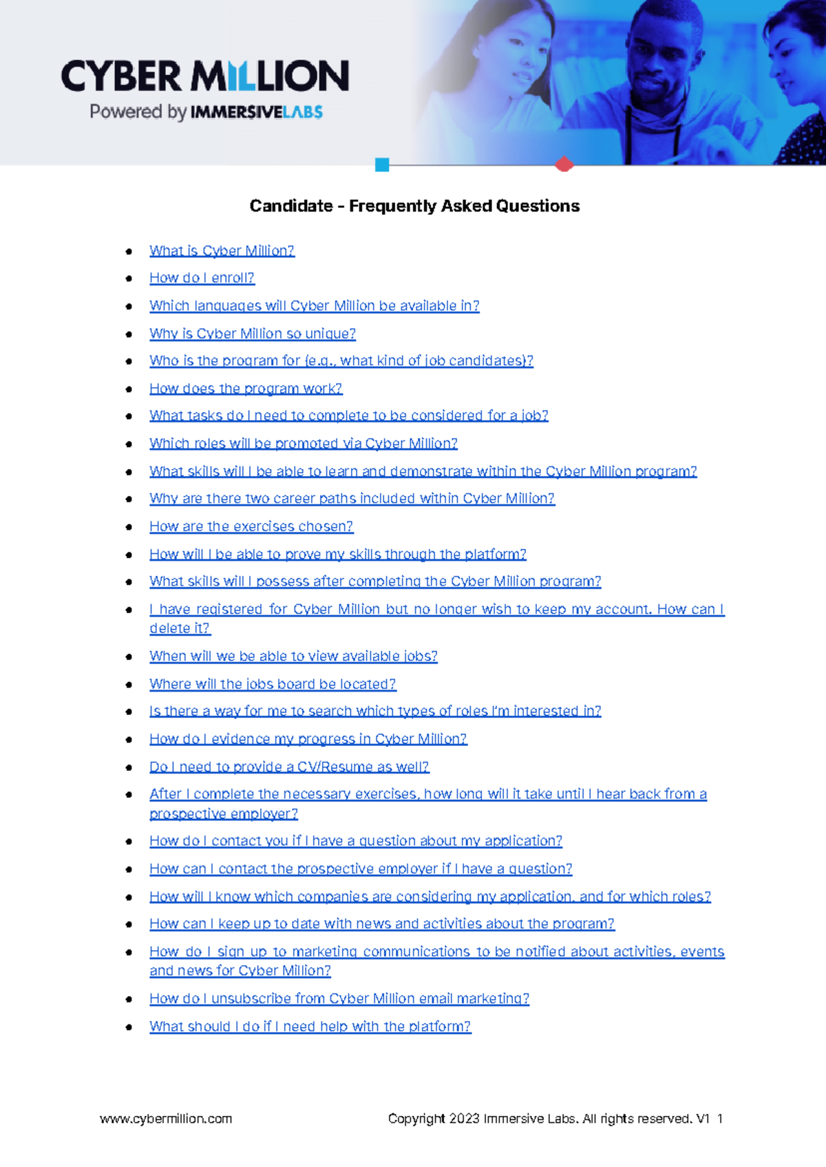 Cyber Million Candidate FAQs - 0623 v1 Guide - Studocu