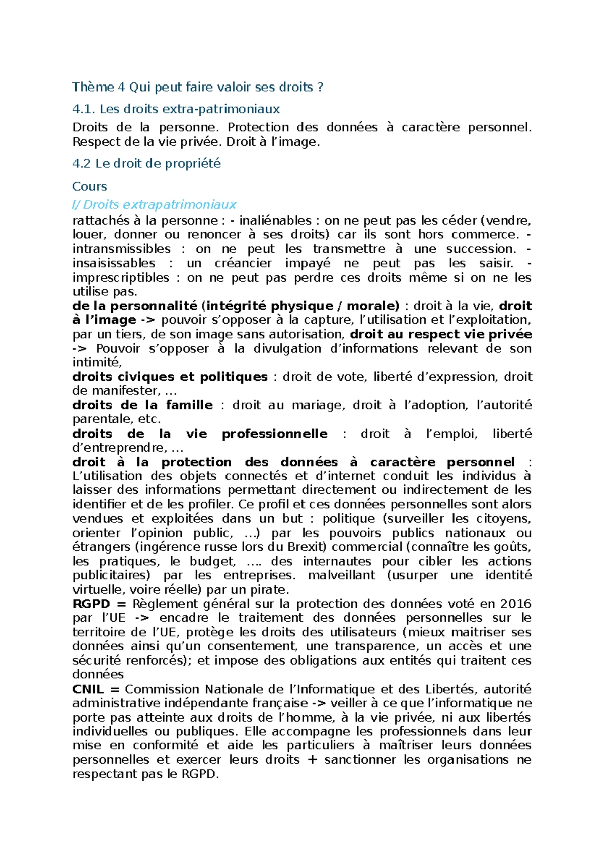 Notes de cours sur le droit et le litige - Thème 2 (DROIT101) - Studocu