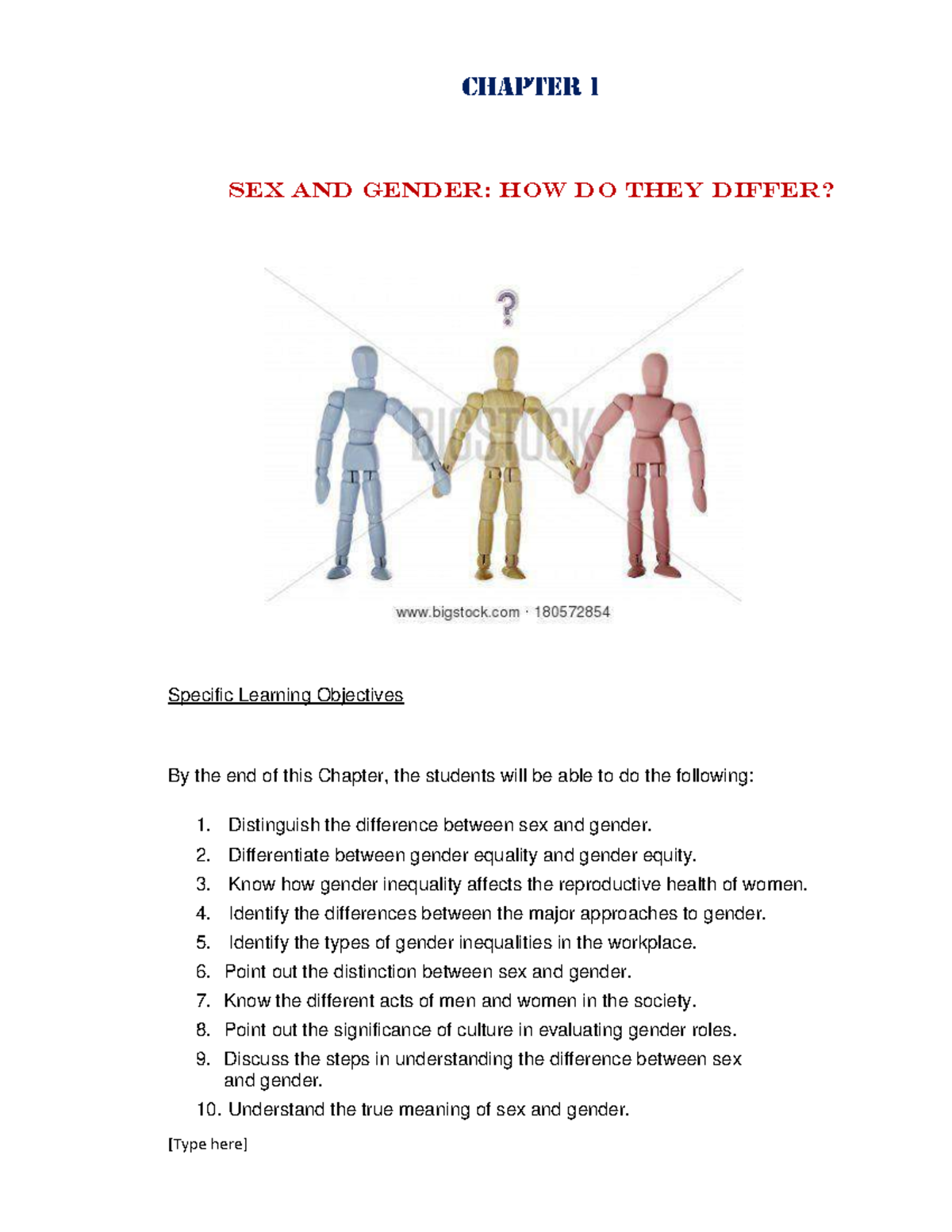 Gender and Deveplopment Module - CHAPTER 1 SEX AND GENDER: HOW DO THEY ...