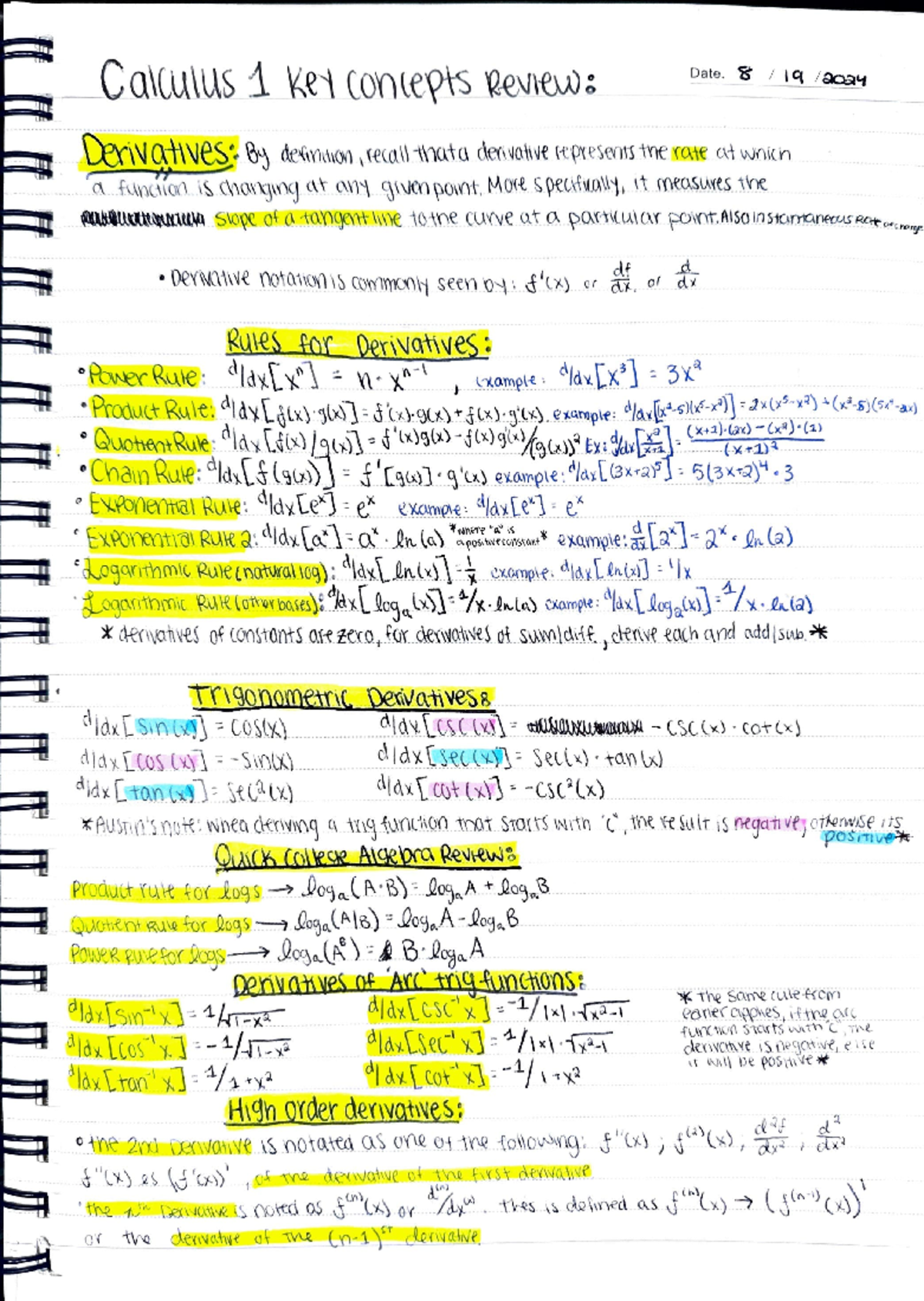 Calculus 1 (MATH 101) Final Exam Comprehensive Review Guide - Studocu