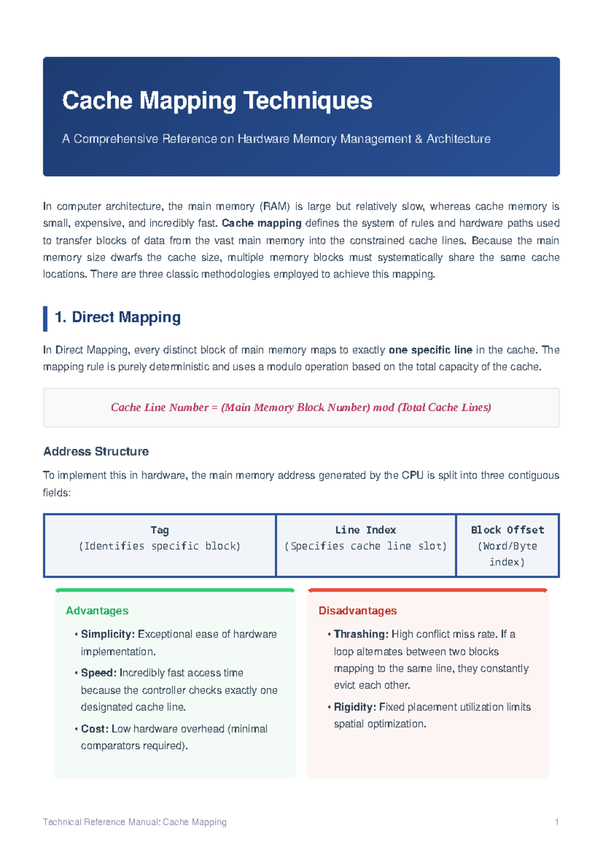 Cache Mapping Techniques: A Guide to Memory Management - COA - Studocu