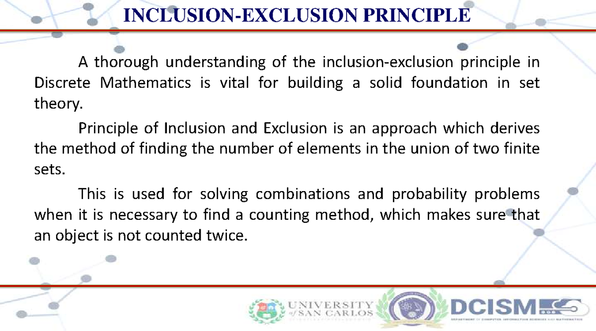 Discrete Mathematics: Inclusion-Exclusion Principle Explained - Studocu