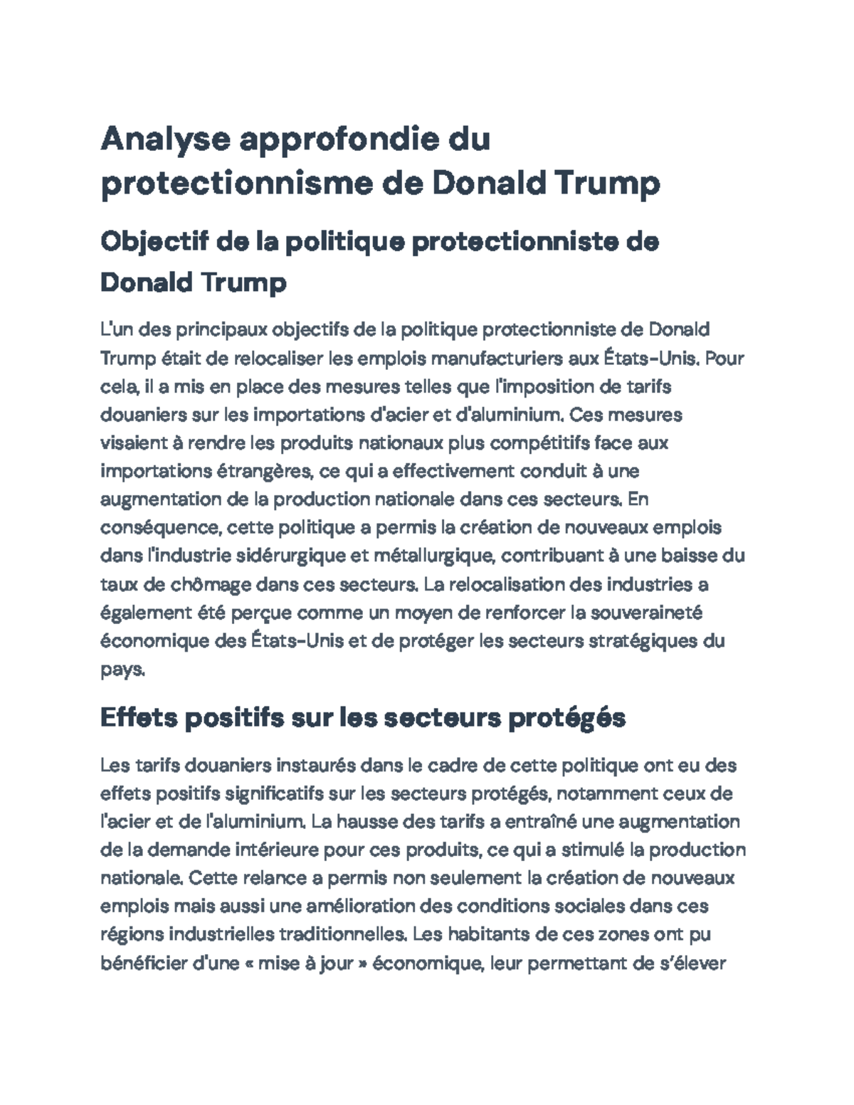 Analyse du protectionnisme de Donald Trump : Bilan et Perspectives ...