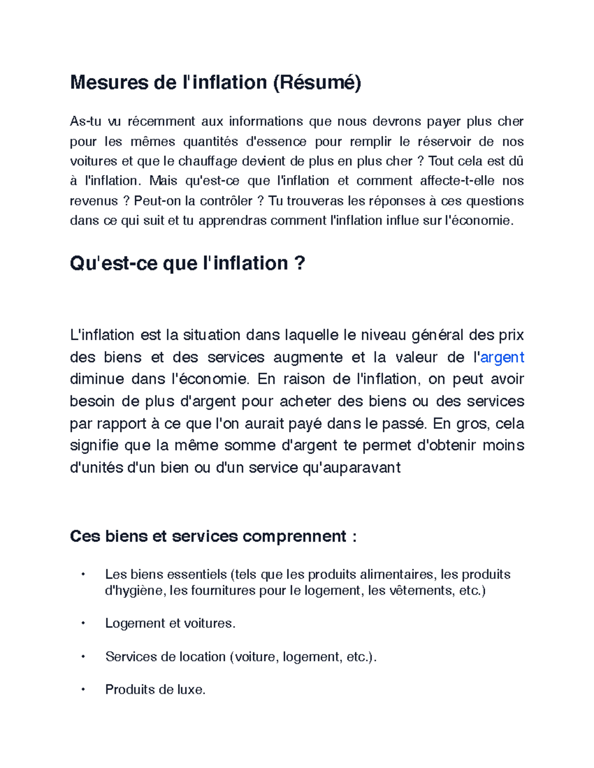 Notions Macro-économiques : Inflation, IPC et Contrôle des Prix (Cours ...