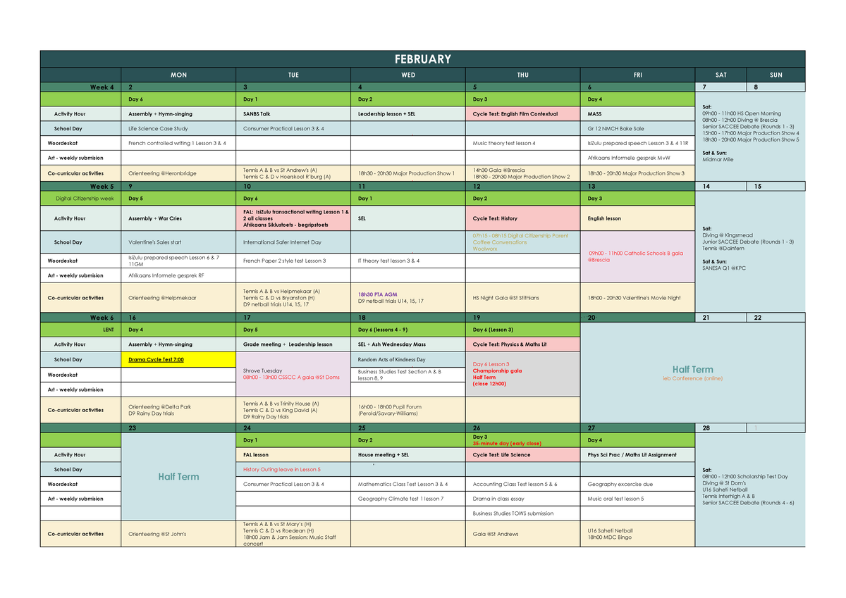 Gr 11 Term 1 2026 Assessment Schedule and Activities Overview - Studocu