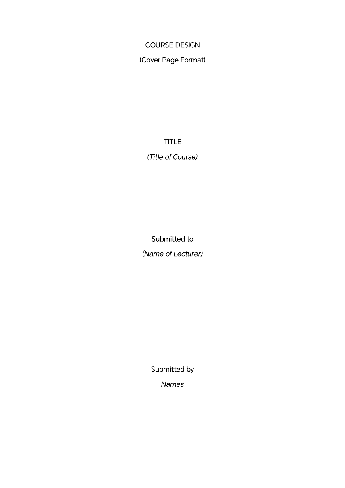 Course Design Guidelines (EDU 555) - Cover Page Format - Studocu