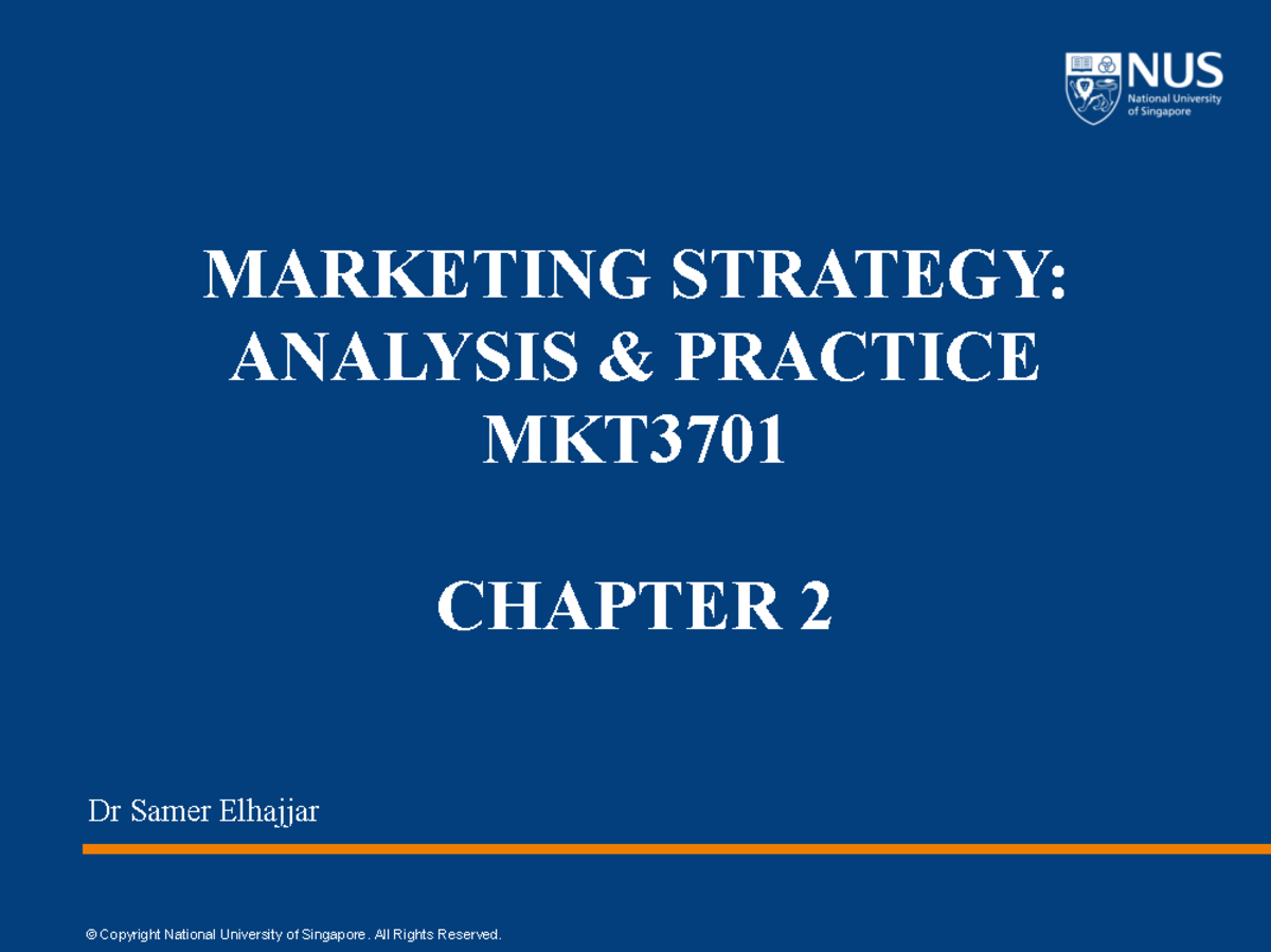MKT3701 Marketing Strategy: Chapter 2 Lecture Notes - Studocu