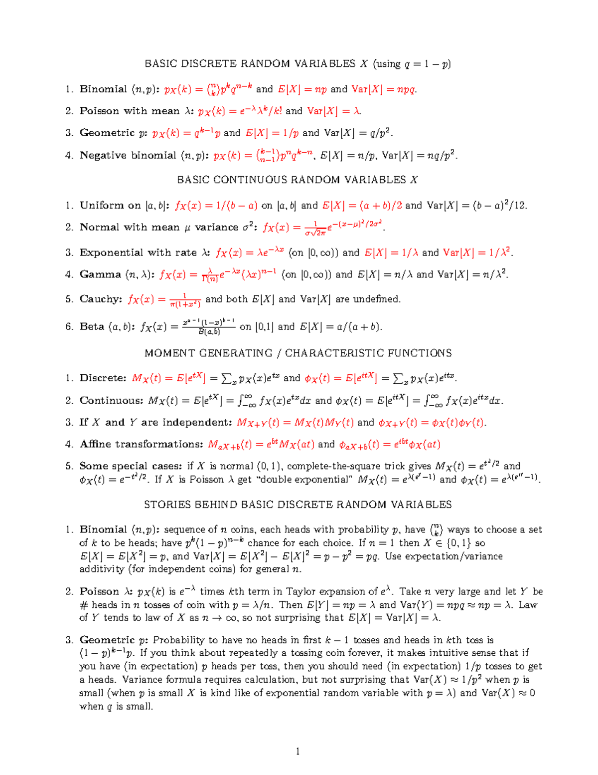 Lecture Notes on Discrete and Continuous Random Variables - Studocu